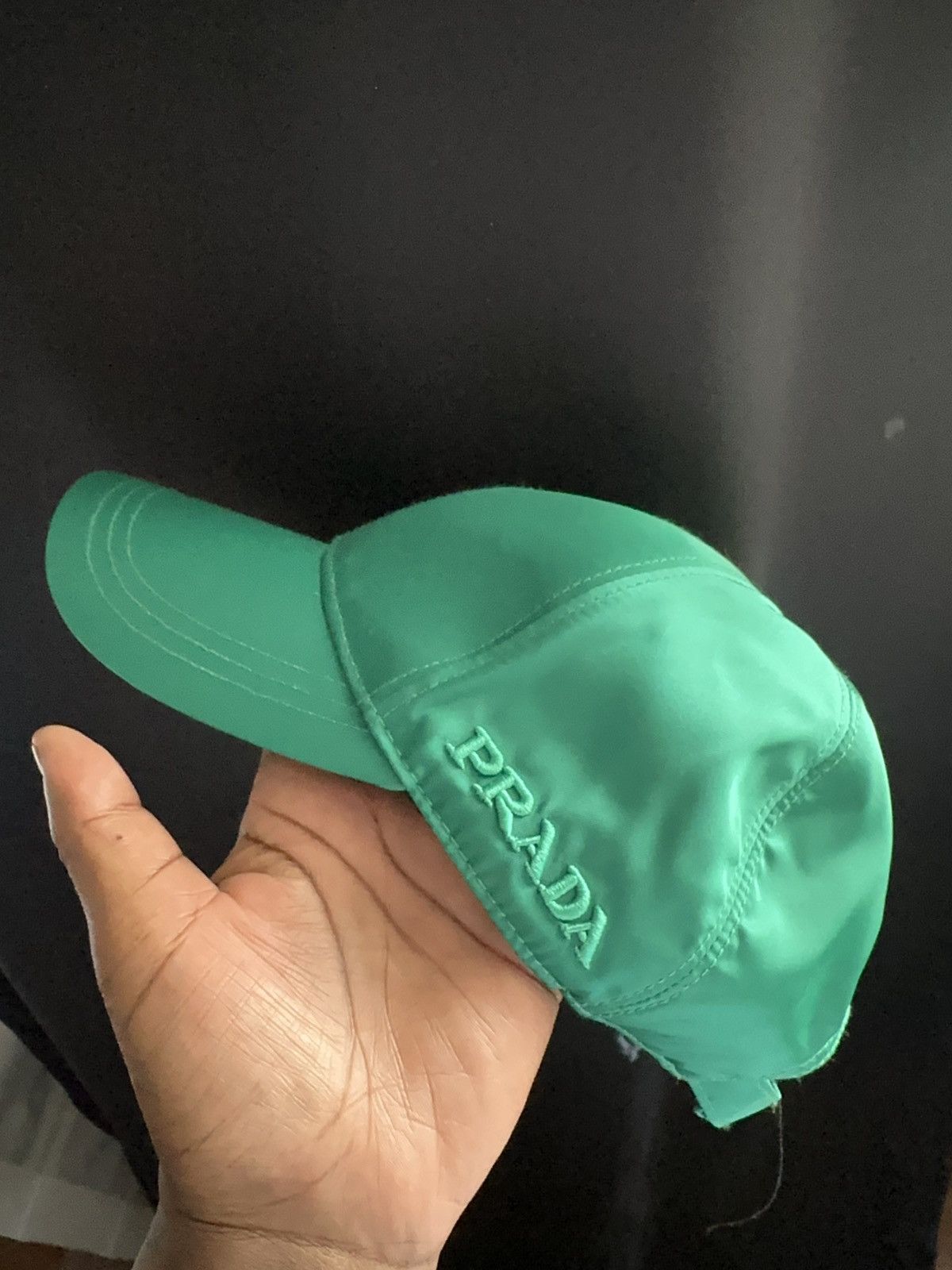 image of Prada Nylon Baseball Cap in Teal, Men's