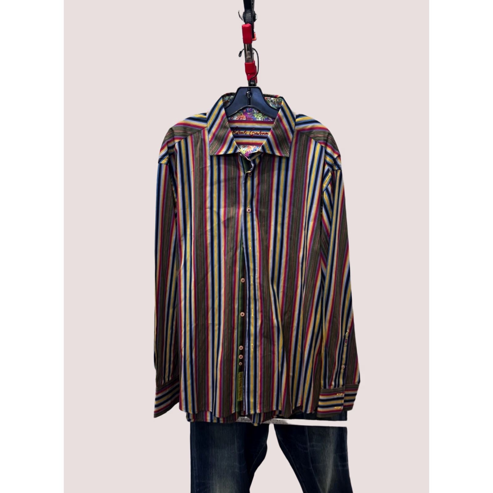 Robert Graham Robert Graham Stripe Floral LONG SLEEVE SHIRT XXL 2XL Multicolor Mens Casual Knit Shirt Shirt Size US XXL / EU 58 / 5 - 1 Thumbnail