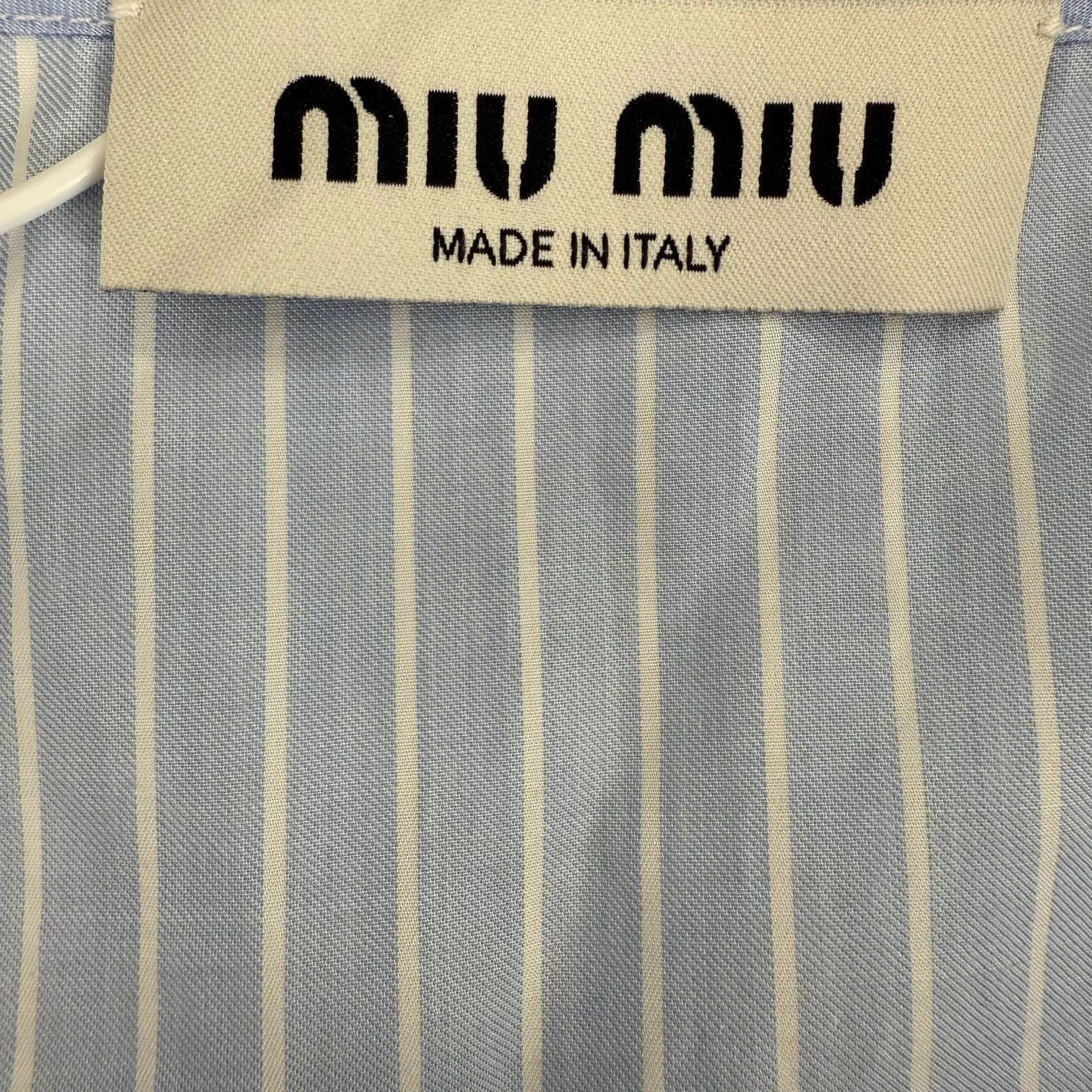 Miu Miu MIU MIU women's sky blue stripe ostrich feather cami Size XS / US 0-2 / IT 36-38 - 4 Thumbnail