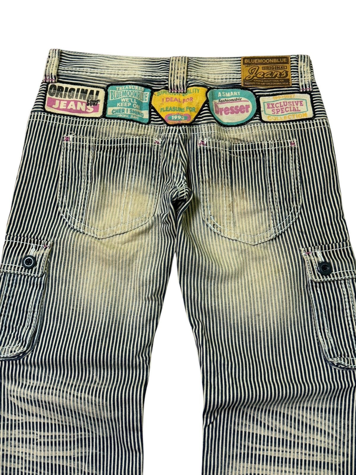 Japanese Brand HICKORY BLUE MOON BLUE CARGO ACID WASHED DISTRESSED JEANS Size US 32 / EU 48 - 10 Thumbnail