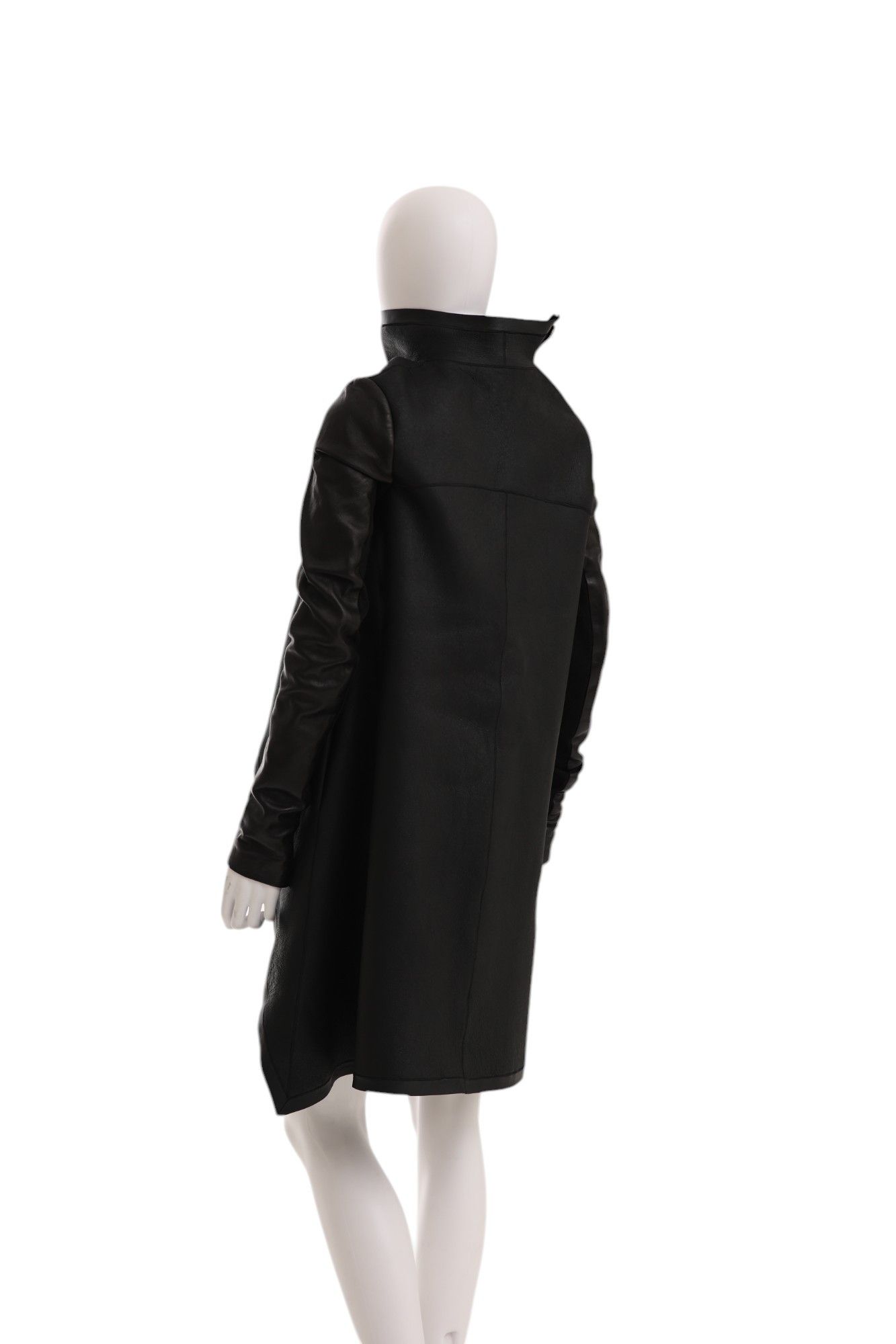 Rick Owens F/W 2009 "CRUST" Black Leather Asymmetric Coat Size M / US 6-8 / IT 42-44 - 6 Thumbnail