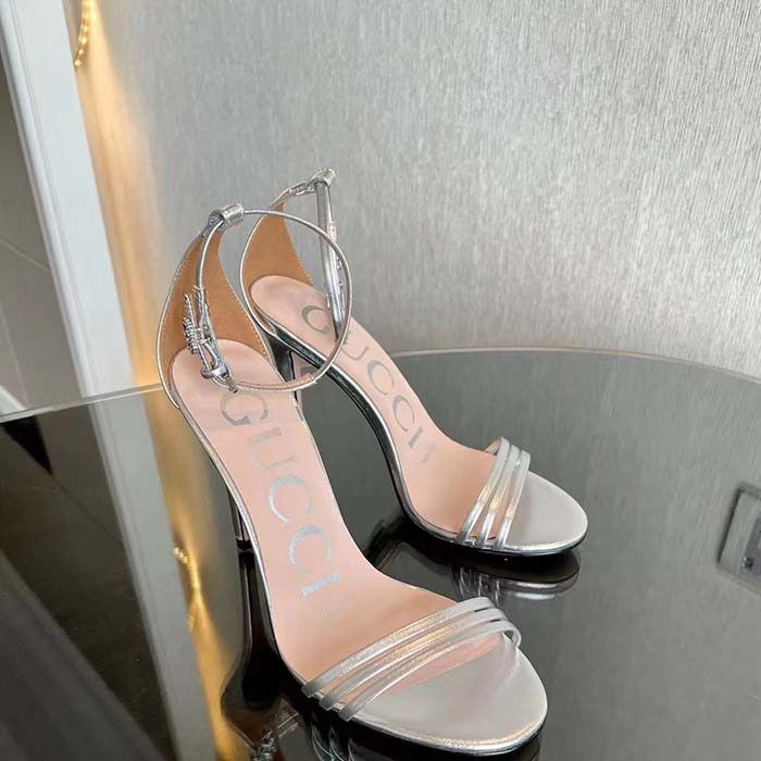 Gucci o1s1wg110425 Double G Sandals in Silver Size US 4 / IT 34 - 3 Thumbnail