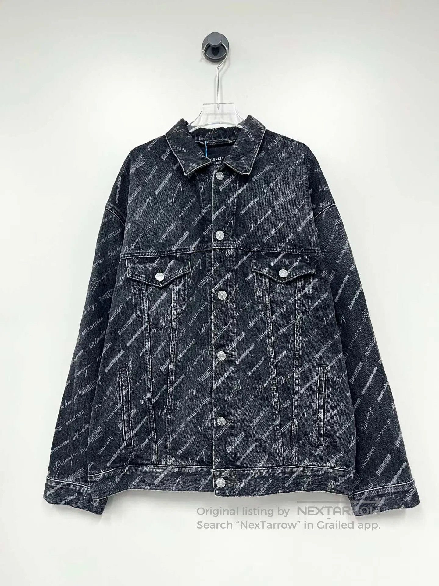 Balenciaga Balenciaga Black Graffiti Printed Logo Denim Jacket| Size US XS / EU 42 / 0 - 1 Thumbnail