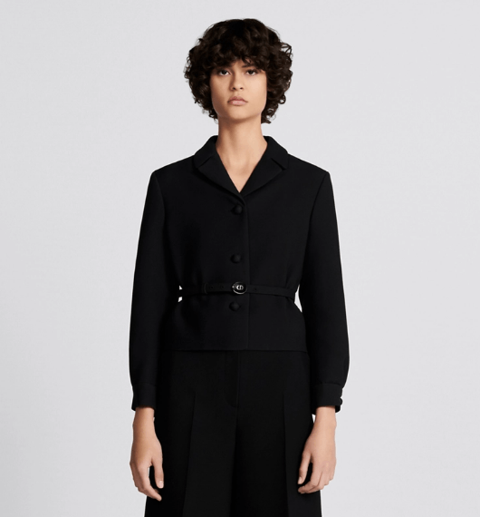 Dior o1w1db10525 221V08 Cropped Jacket with Dior Belt in Black Size M / US 6-8 / IT 42-44 - 4 Thumbnail