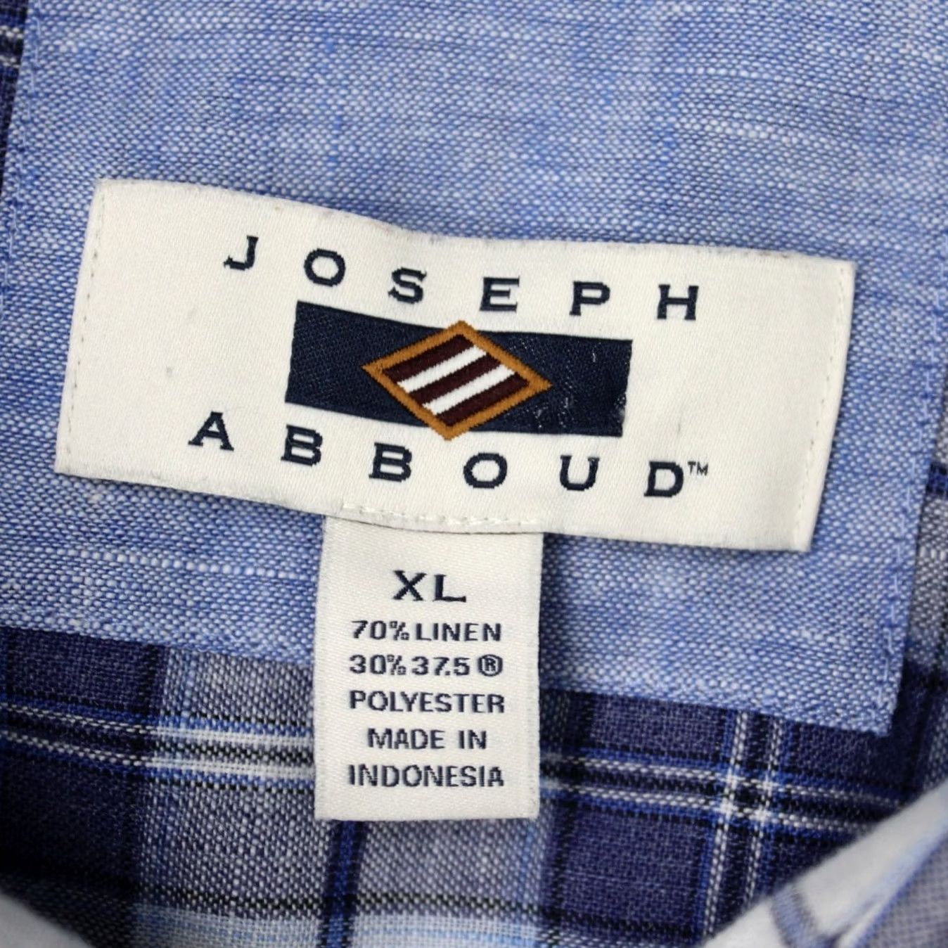 Joseph Abboud Joseph Abboud Shirt Mens XL Blue/White Plaid Linen Poly Blend Short Sleeve Size US XL / EU 56 / 4 - 6 Thumbnail