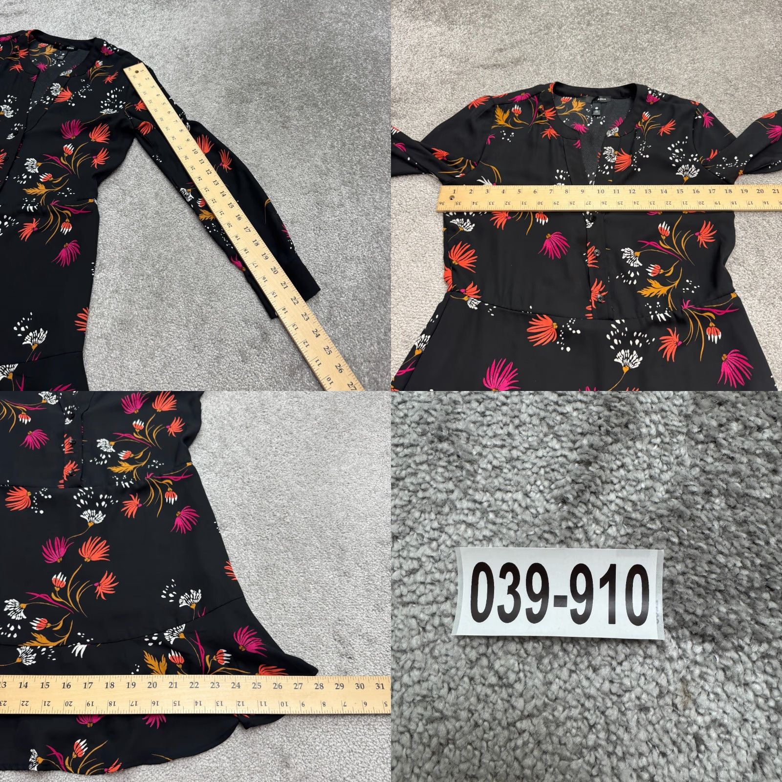 AQUA Aqua Long Sleeve Floral Ruffle Mini Dress Womens XS Black Button Up V-Neck Casual Size XS / US 0-2 / IT 36-38 - 9 Thumbnail