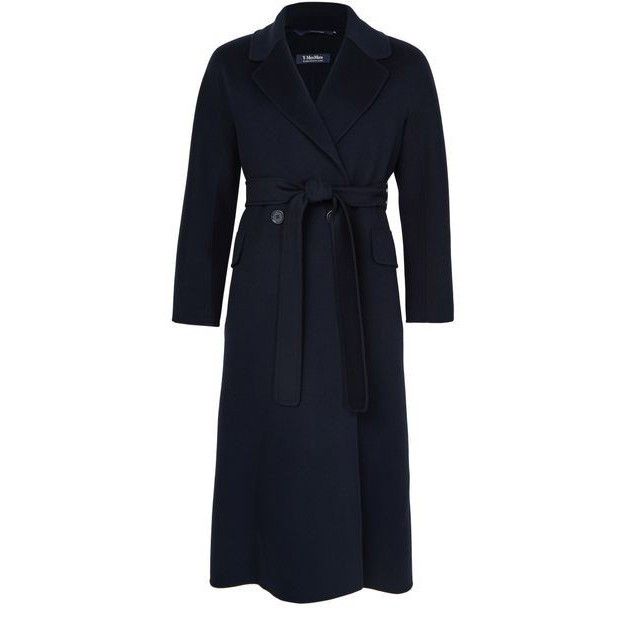 MAX MARA Enzo Belted Dark Blue Wool Long Coat New & Authenti