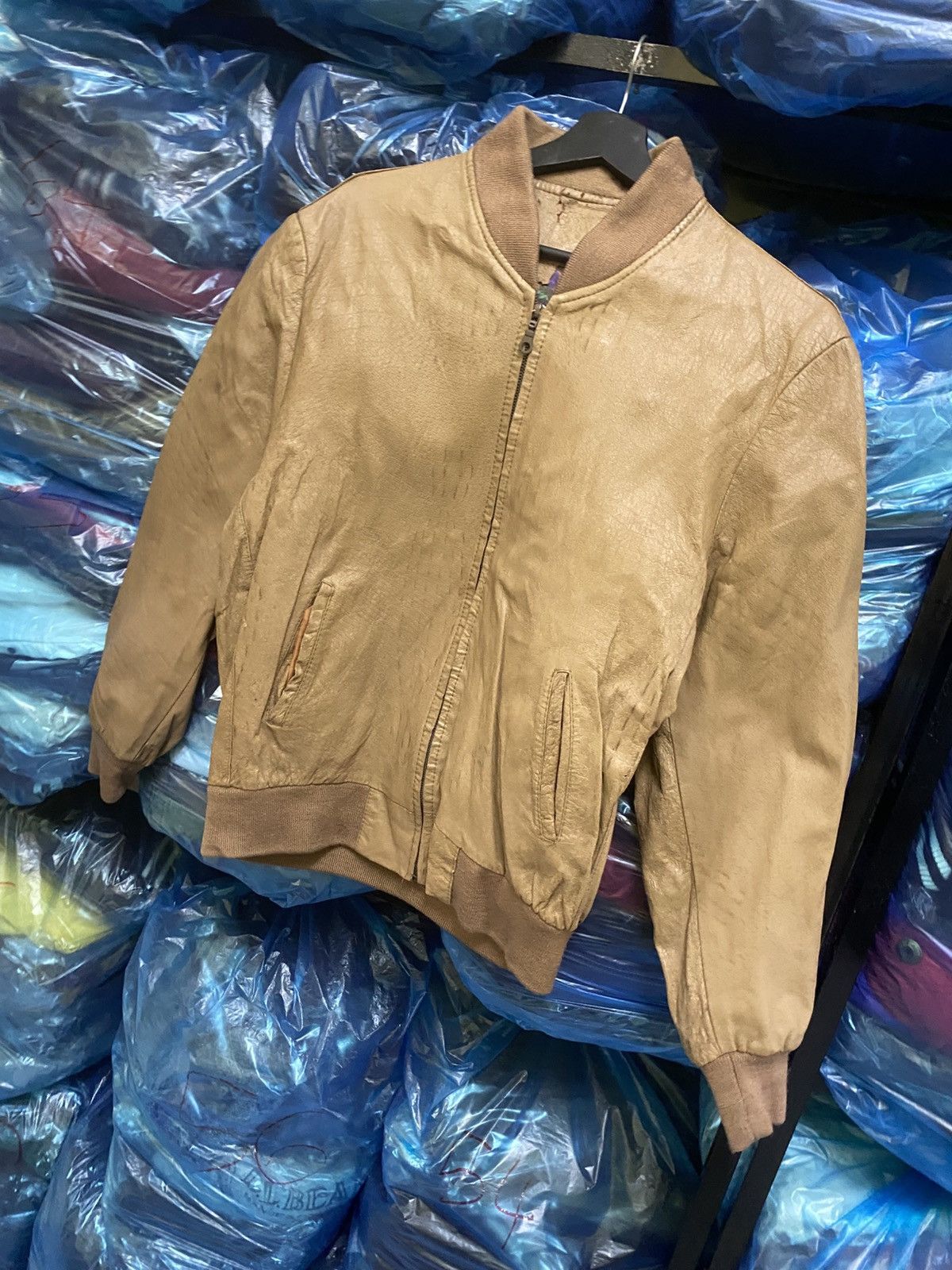 Other Vintage Light Brown Leather Bomber Jacket Abstract Inner Size US M / EU 48-50 / 2 - 2 Thumbnail