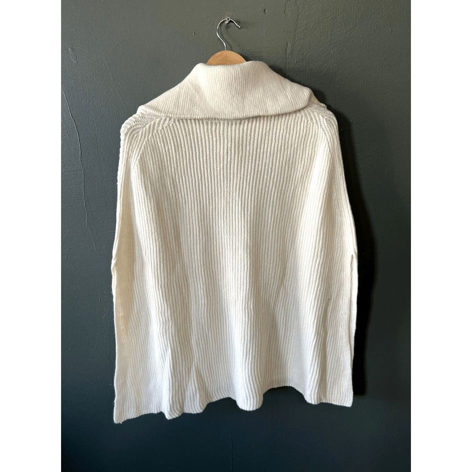 J. Jill J. Jill Sweater Cape 1/4 Zip Ivory S-L Ribbed Classic Preppy Fall Women L Size L / US 10 / IT 46 - 2 Thumbnail