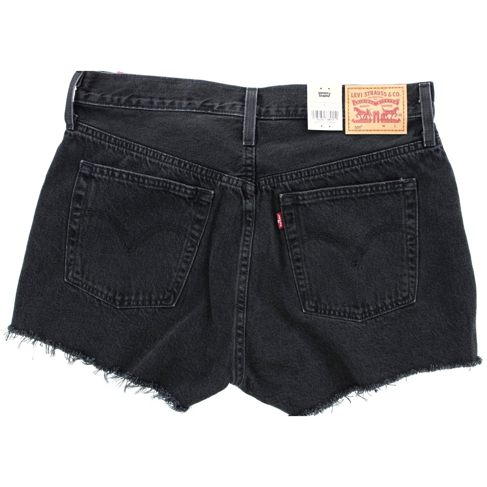 Levi's Levi's 501 Shorts Women High-Rise Cut-Off Denim Black 31 Short Slim 5-Pocket Button Front Distressed 2" Inseam Vintage No Mens Womens Size 24" / US 00 / IT 34 - 2 Thumbnail