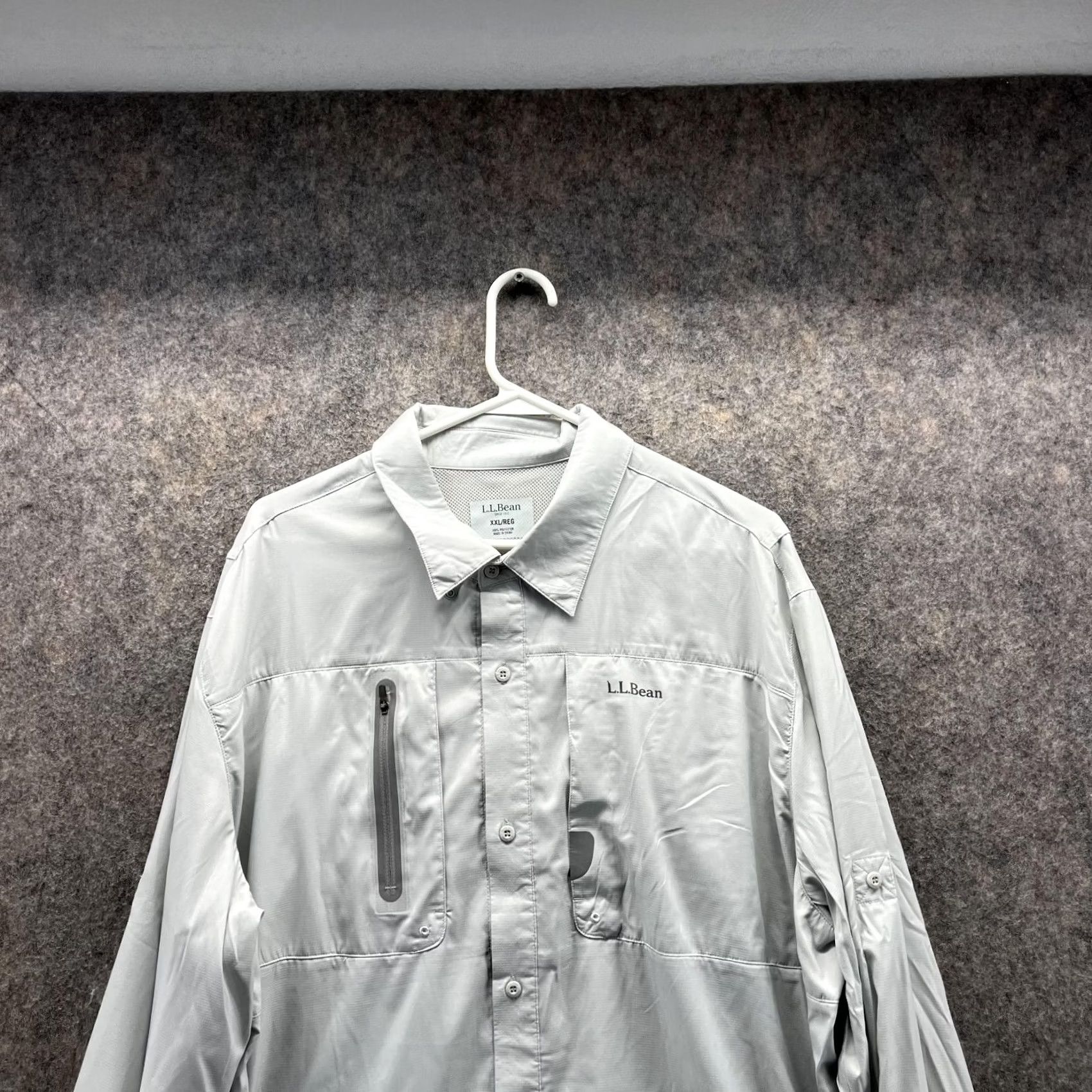 Vintage LL Bean Shirt Men XXL Adult Cream Casual Button Down Camping Polyester Hiking Long Sleeve Size US XXL / EU 58 / 5 - 2 Thumbnail