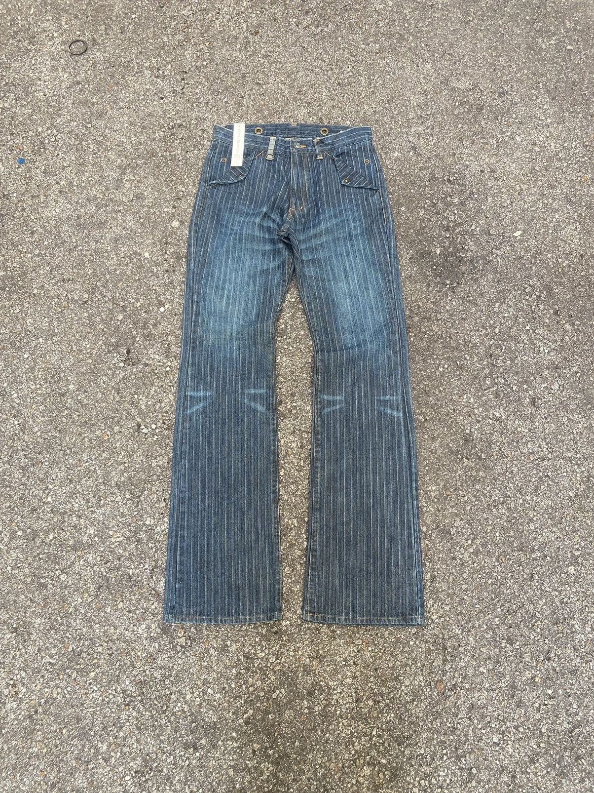 NWT Flared Jeans Semantic Design Hickory Striped Denim Pants