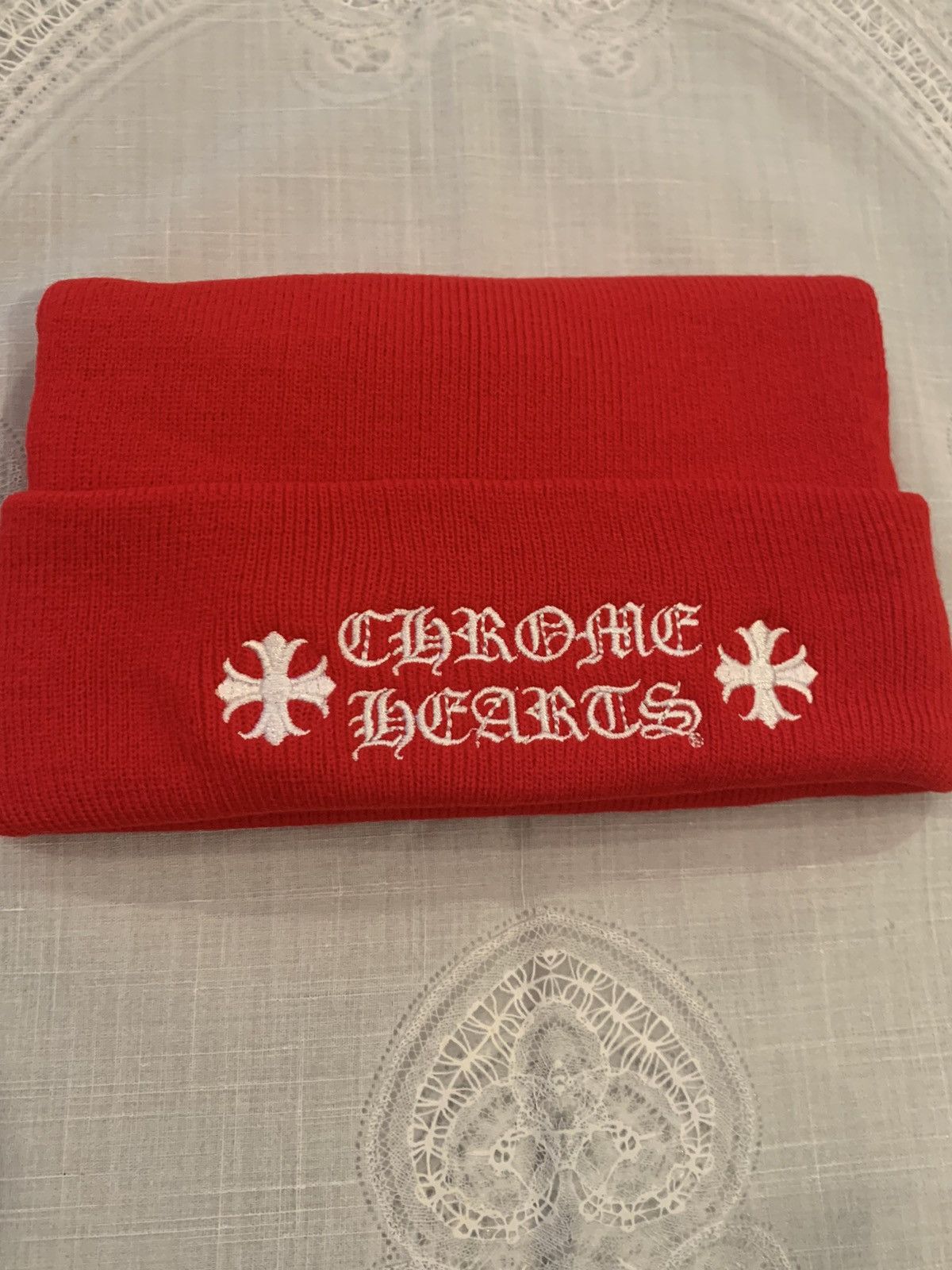 Chrome Hearts Chrome Hearts Red Beanie Size ONE SIZE - 5 Thumbnail