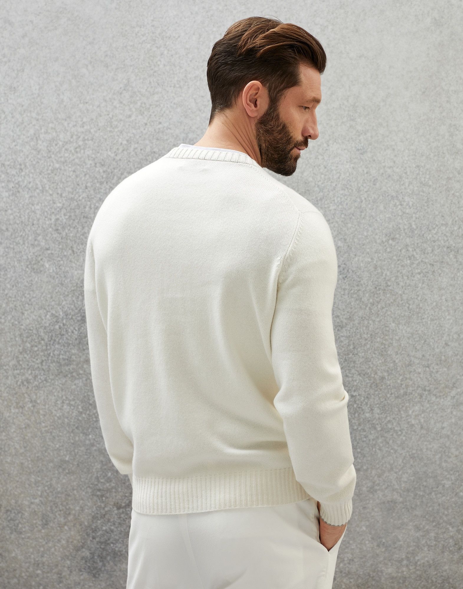 Brunello Cucinelli o1w1db10924 Cashmere Sweater in Open White Size US XXL / EU 58 / 5 - 5 Thumbnail