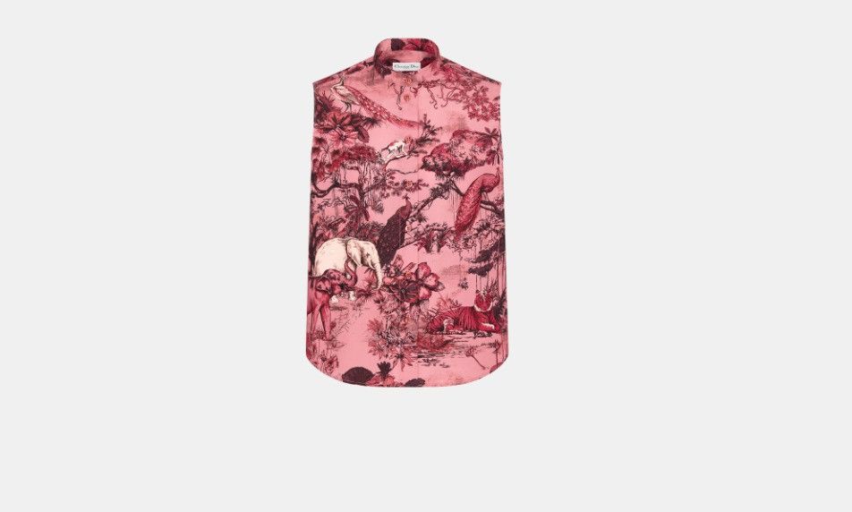 o1w1db10824 Cotton & Silk Sleeveless Blouse in Multicolor