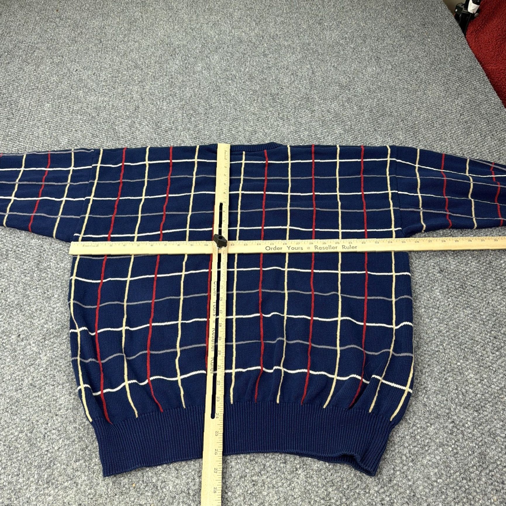 Orvis Orvis Sweater Mens XL Blue Windowpane Check Cotton Knit Crewneck Pullover Size US XL / EU 56 / 4 - 4 Thumbnail
