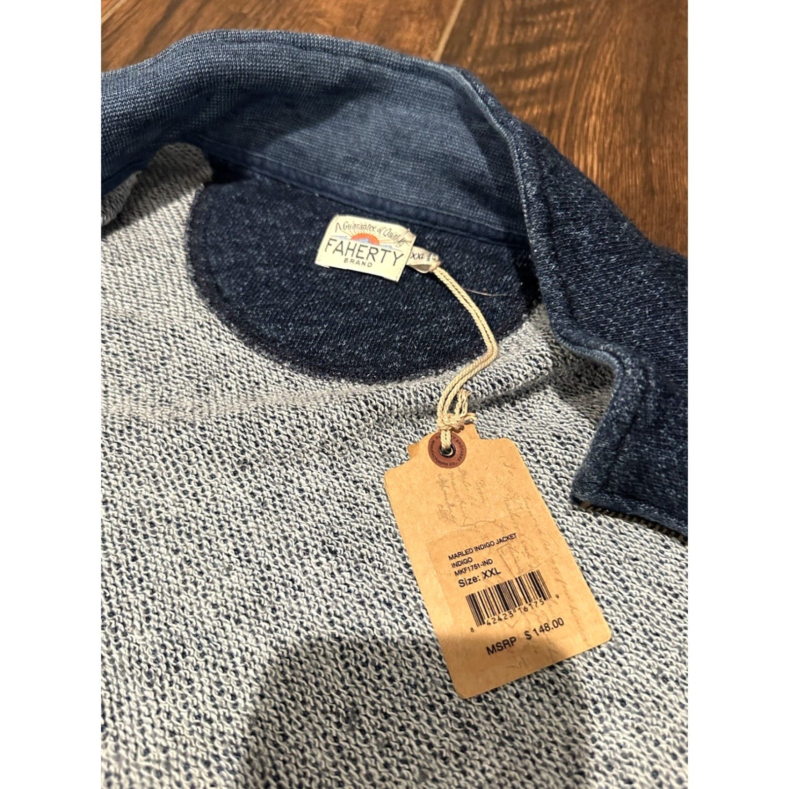 Faherty NWT Faherty Marled Indigo Jacket Blue 2XL Full Zip Mens Size 2XL Synthetic? Wait no. Size US XXL / EU 58 / 5 - 5 Thumbnail