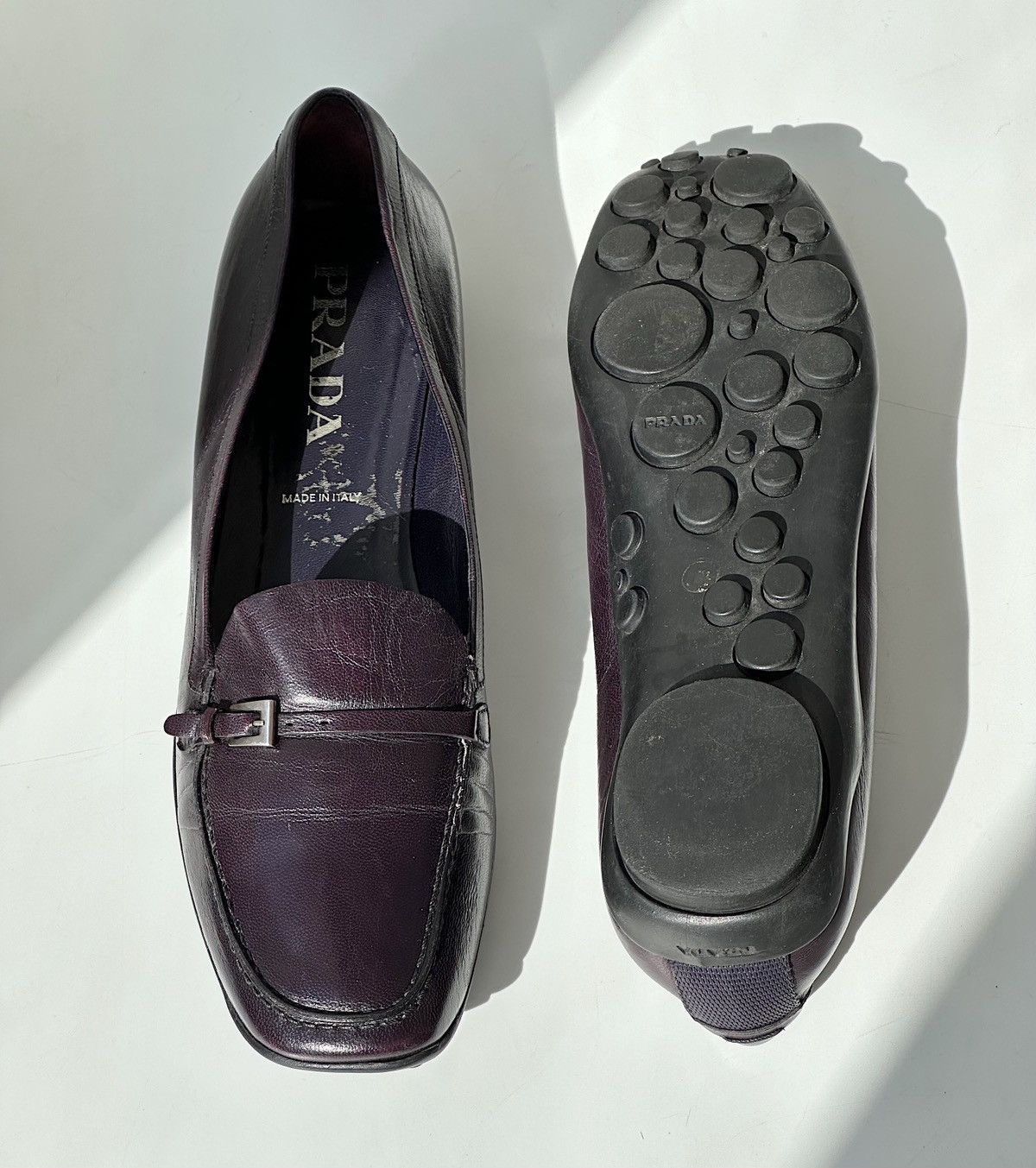 PRADA Bubble Sole Purple Leather Loafers 2000s Vintage shoes