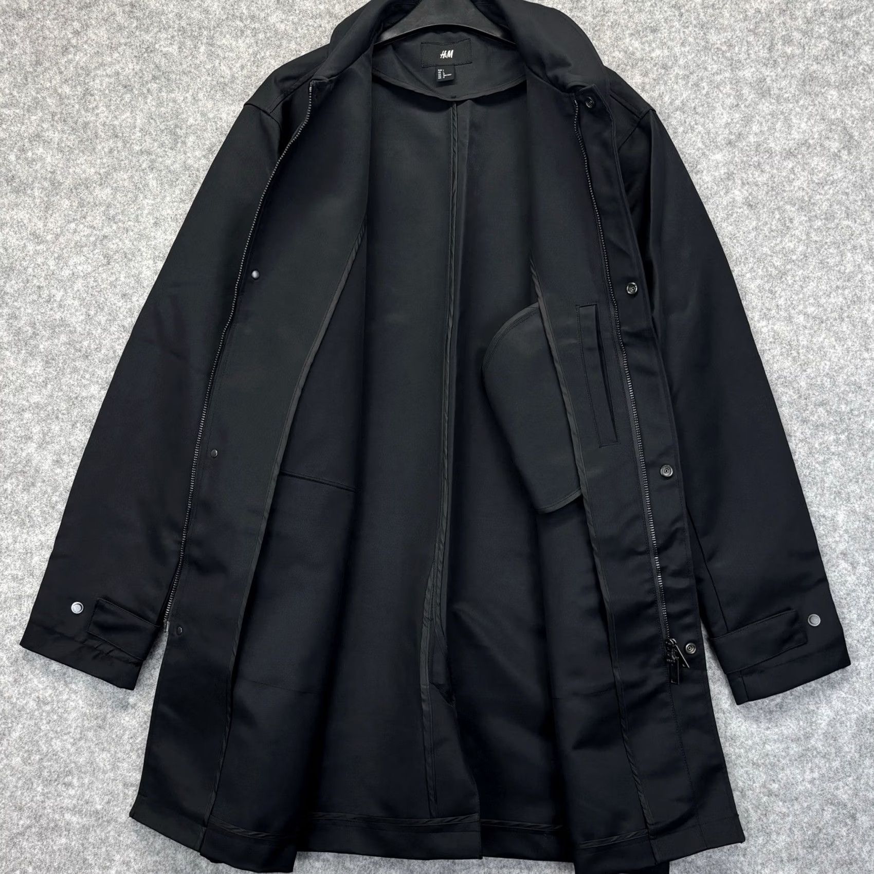 H&M H&M Trench Coat Long Suit Cover Car Coat Jacket Large Mens Black Vgc Size 42R - 3 Thumbnail