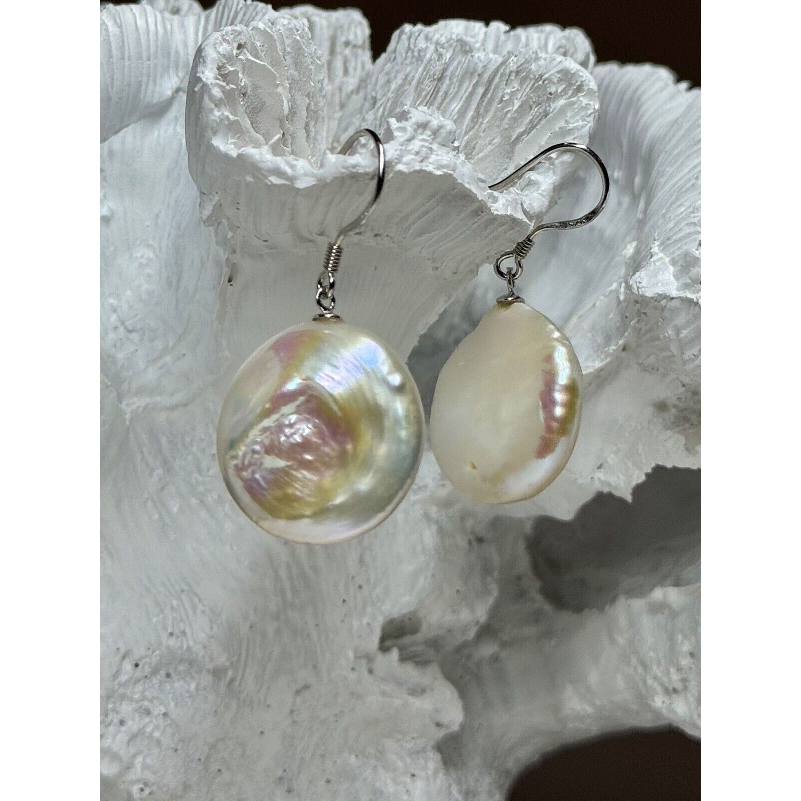 Jewelry 925 STERLING SILVER FRESH WATER PEARL EARRINGS LENGTH 1.8 In Size ONE SIZE - 4 Thumbnail