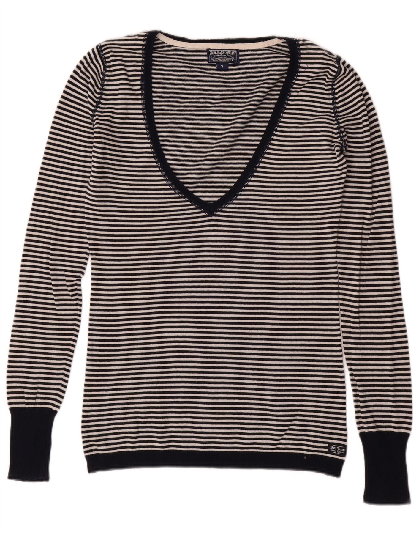 Polo Ralph Lauren Womens V-Neck Jumper Sweater UK 10 Small Navy Blue Size XS / US 0-2 / IT 36-38 - 1 Thumbnail