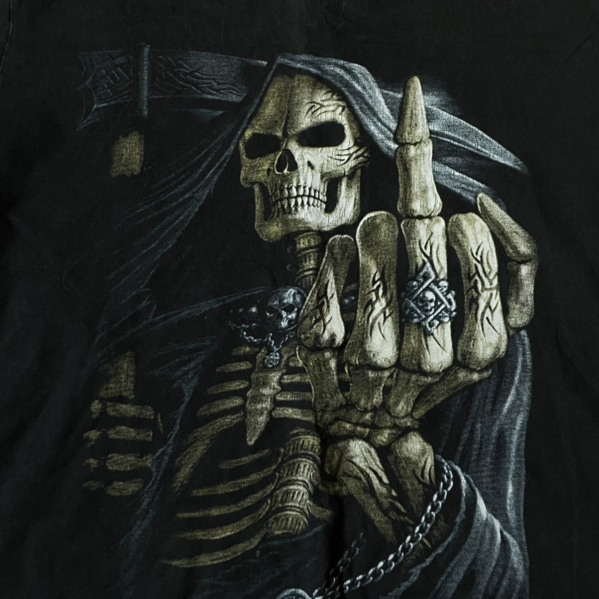 Vintage Vintage 2000s Skeleton Graphic Tee Goth Horror Black Slim M Size US M / EU 48-50 / 2 - 4 Thumbnail