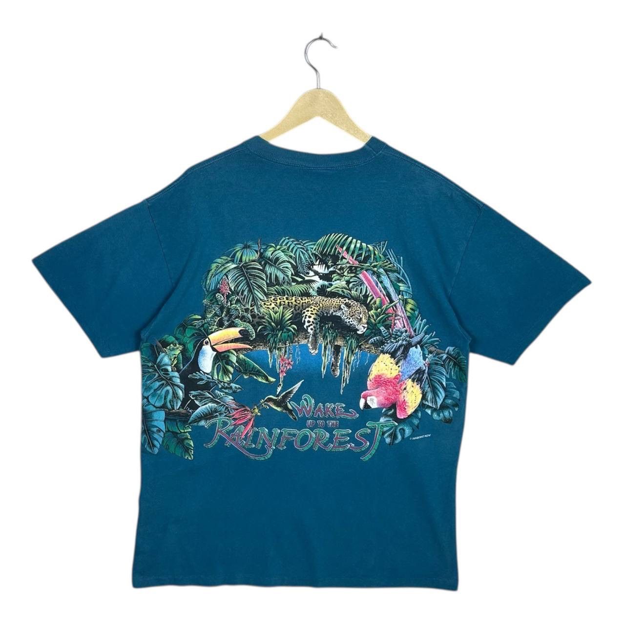 Habitat × Vintage Vintage 90s Habitat Rainforest Leopard Parrot Floral Tee Size US L / EU 52-54 / 3 - 2 Thumbnail