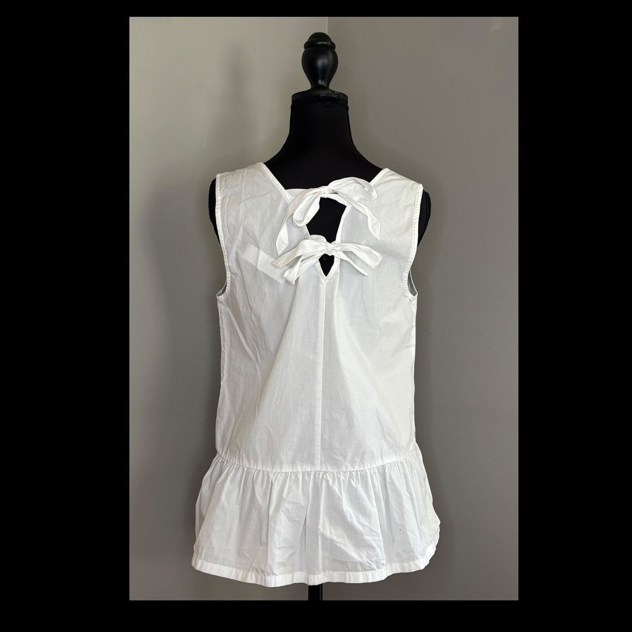 Anthropologie J. Crew White Back Bow Tie Sleeveless Blouse Size S / US 4 / IT 40 - 3 Thumbnail