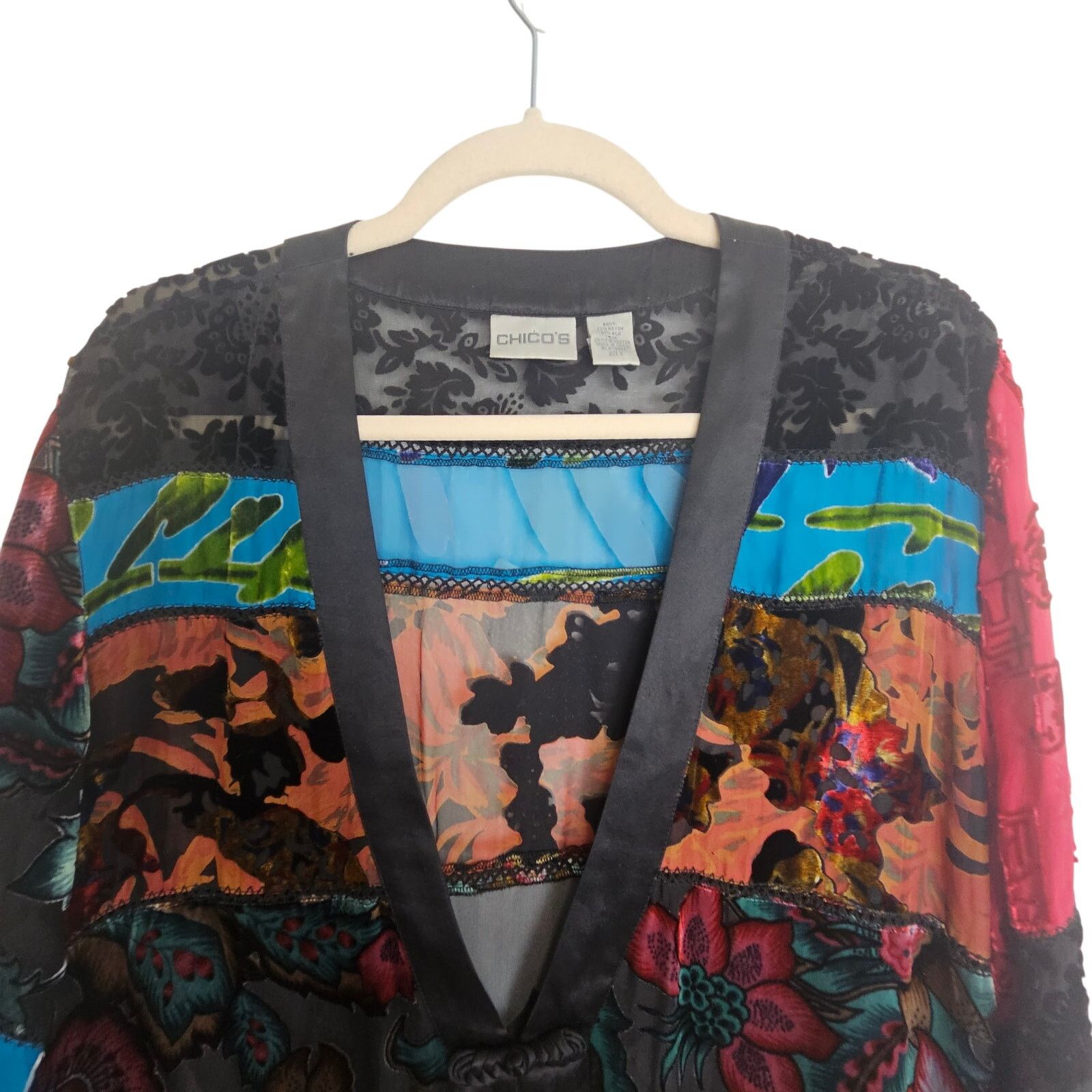 Chicos Chicos Silk Sheer Cardigan Size L Artsy Bohemian Whimsigoth Size L / US 10 / IT 46 - 2 Thumbnail
