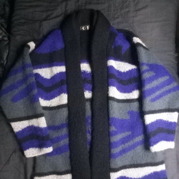 Other Vintage P.G.E. Abstract Mohair Cardigan Sweater Oversize Size S / US 4 / IT 40 - 2 Thumbnail