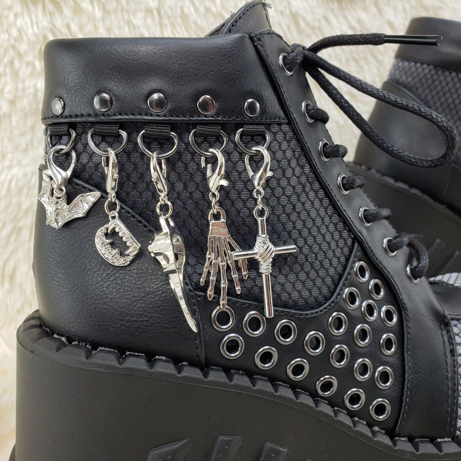 Other DEMONIA Stomp 18 Goth Punk Charm Pendant Platform Wedge Ankl Size US 6 / IT 36 - 8 Thumbnail