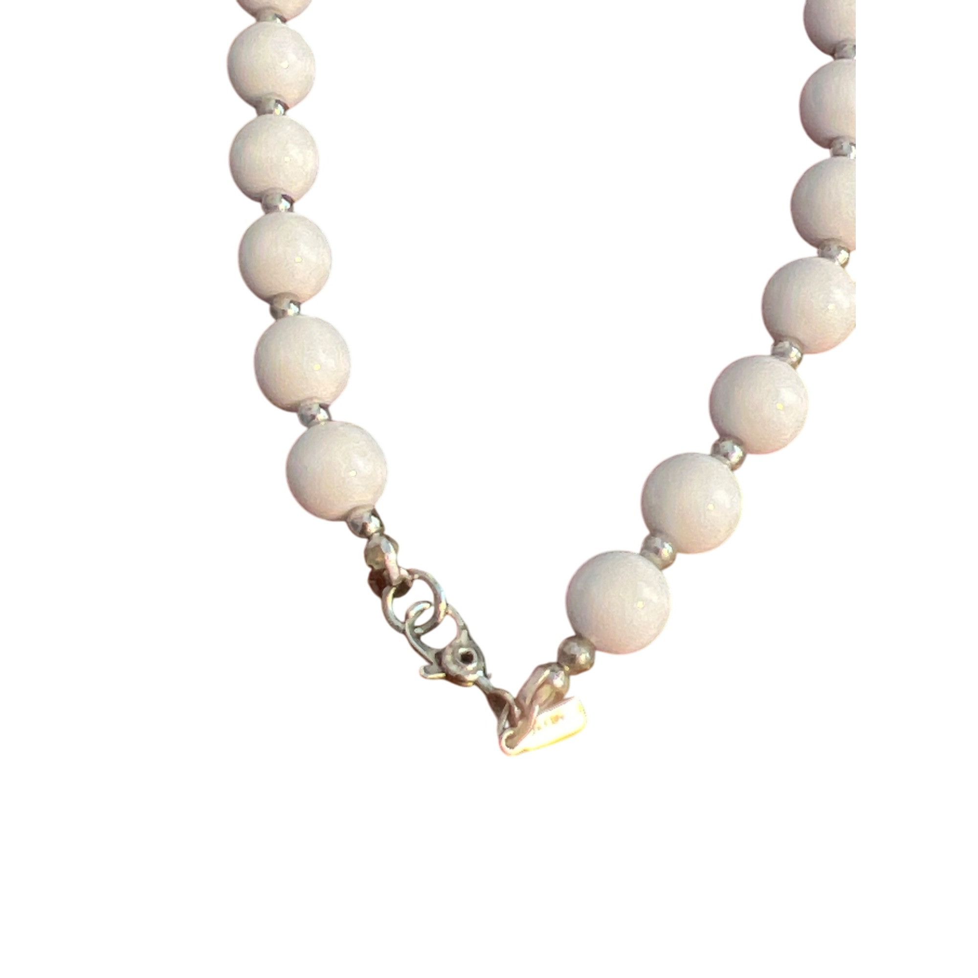 Monet Vintage Monet White Acrylic Bead Necklace Silver Tone Classi Size ONE SIZE - 3 Thumbnail