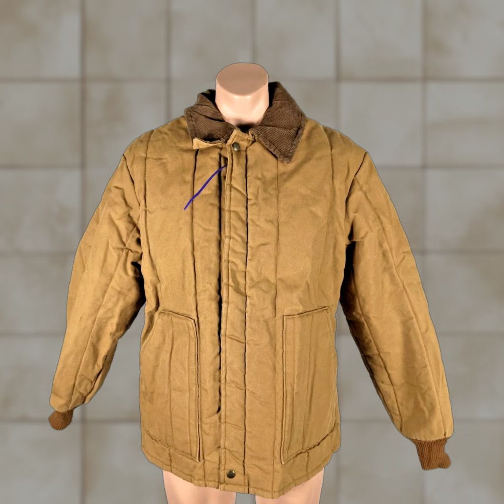 VINTAGE Walls Blizzard Jacket Barn-Coat Brown L Corduroy Collar Trim Men Regular Size L Brown Colorblock 80s 90s Retro Western Cowboy