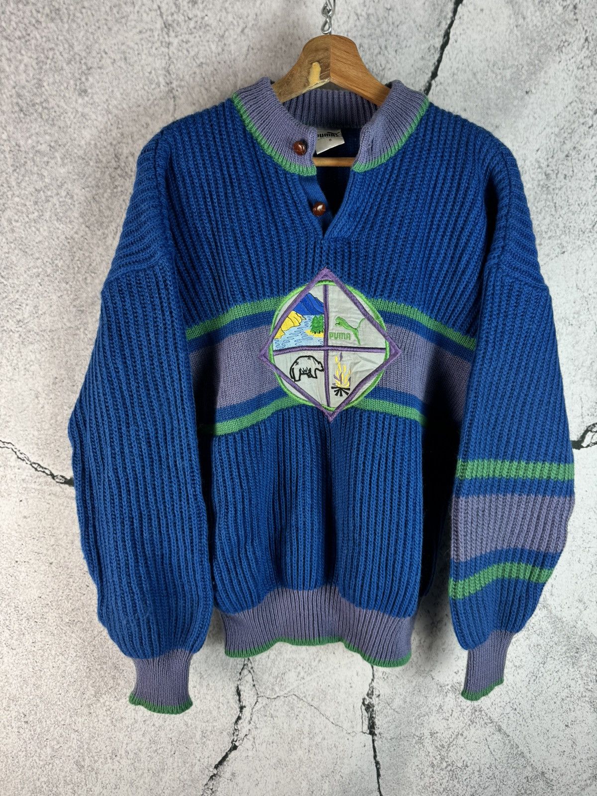 Puma Vintage 90s Puma Sweater Jumper Size US M / EU 48-50 / 2 - 1 Thumbnail