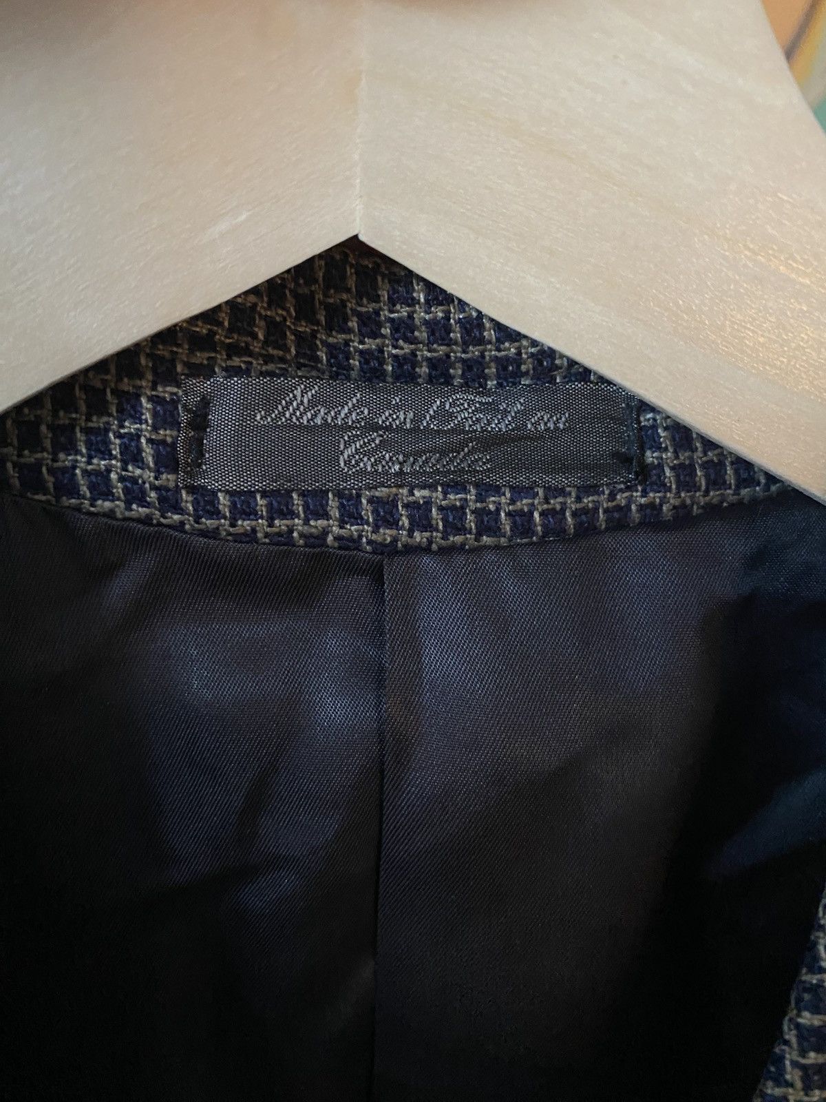Holt Renfrew Holt Renfrew 100% Silk VTG Blazer Suit Jacket Blue/Tan 42R Size 42R - 3 Thumbnail