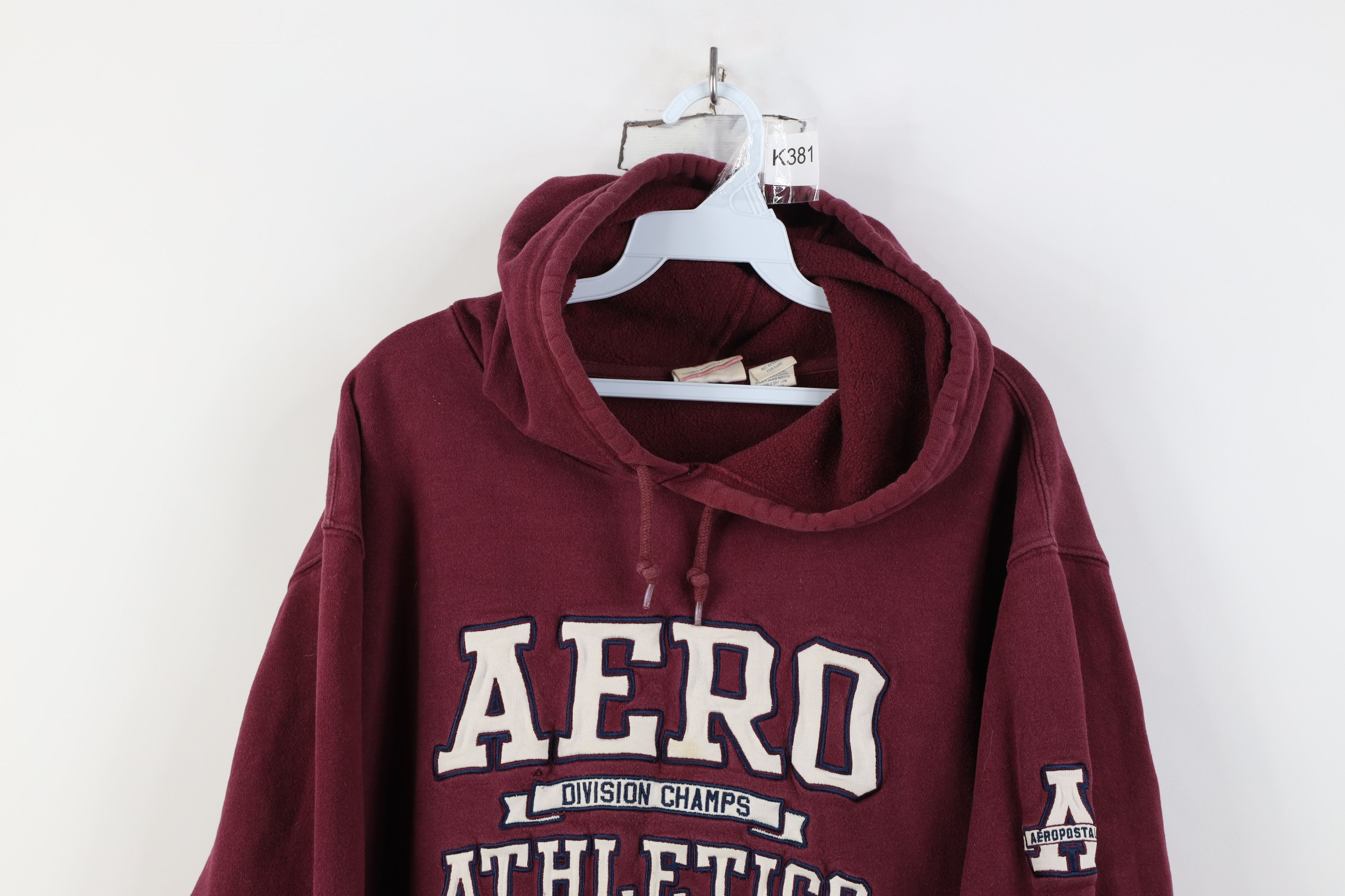 Aeropostale Vintage 90s Y2K Aeropostale Spell Athletics Hoodie Maroon Size US XL / EU 56 / 4 - 2 Thumbnail