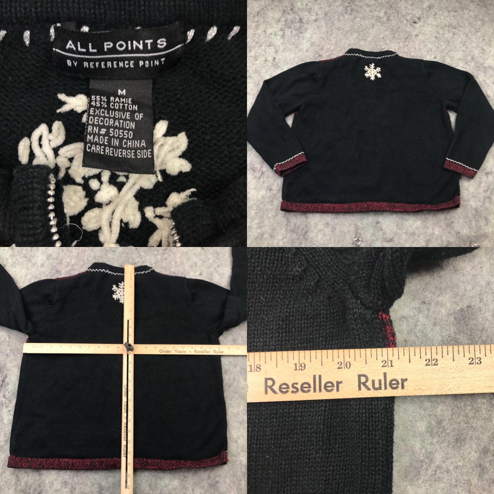Vintage VINTAGE All Points Sweater Womens Medium Black Christmas Holiday Santa Snowflake Womens Size M / US 6-8 / IT 42-44 - 8 Thumbnail