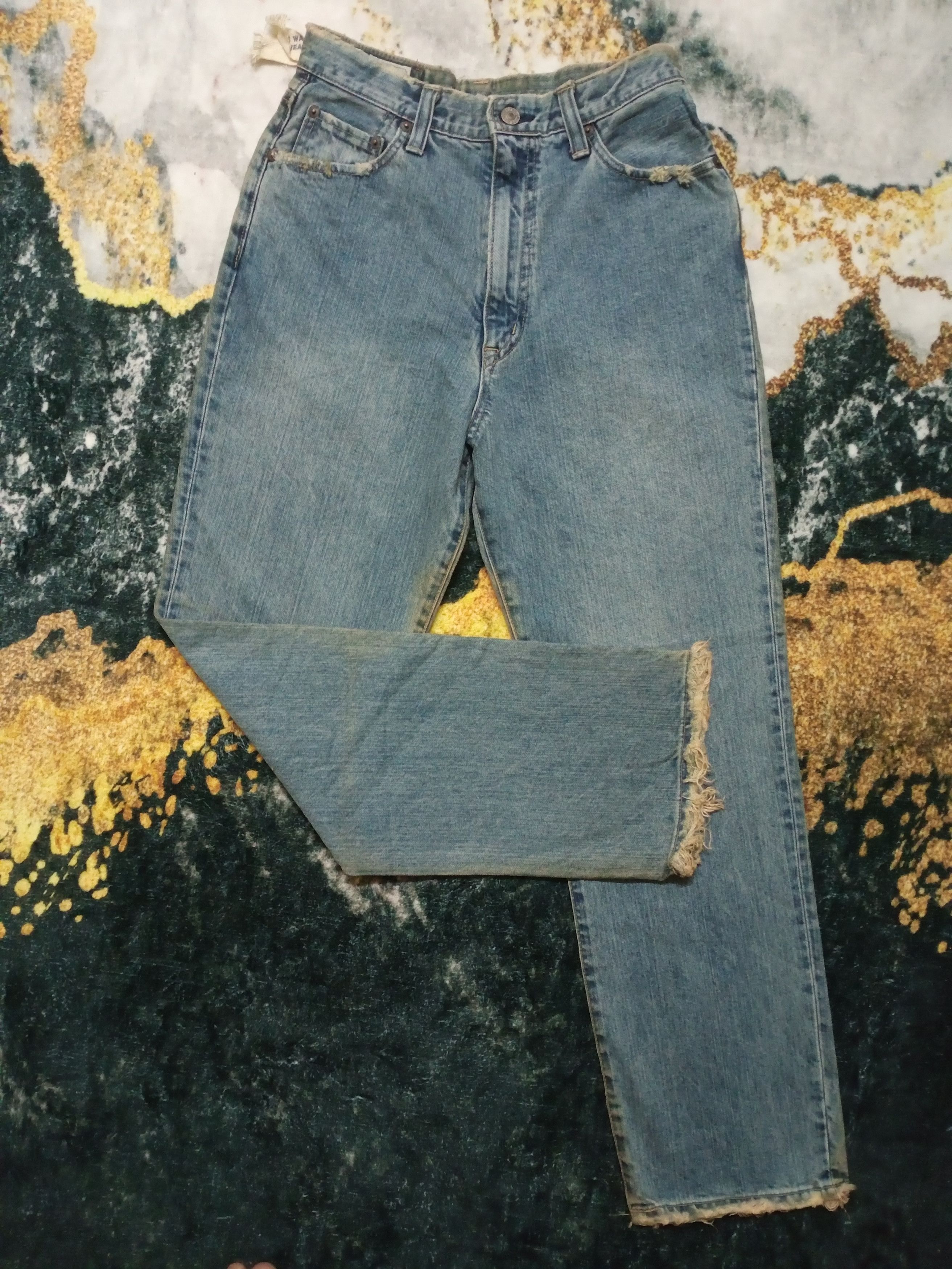 If Six Was Nine × Japanese Brand × Vintage Rare Vintage BlueWay Distressed Denim Pants Size 28" / US 6 / IT 42 - 2 Thumbnail