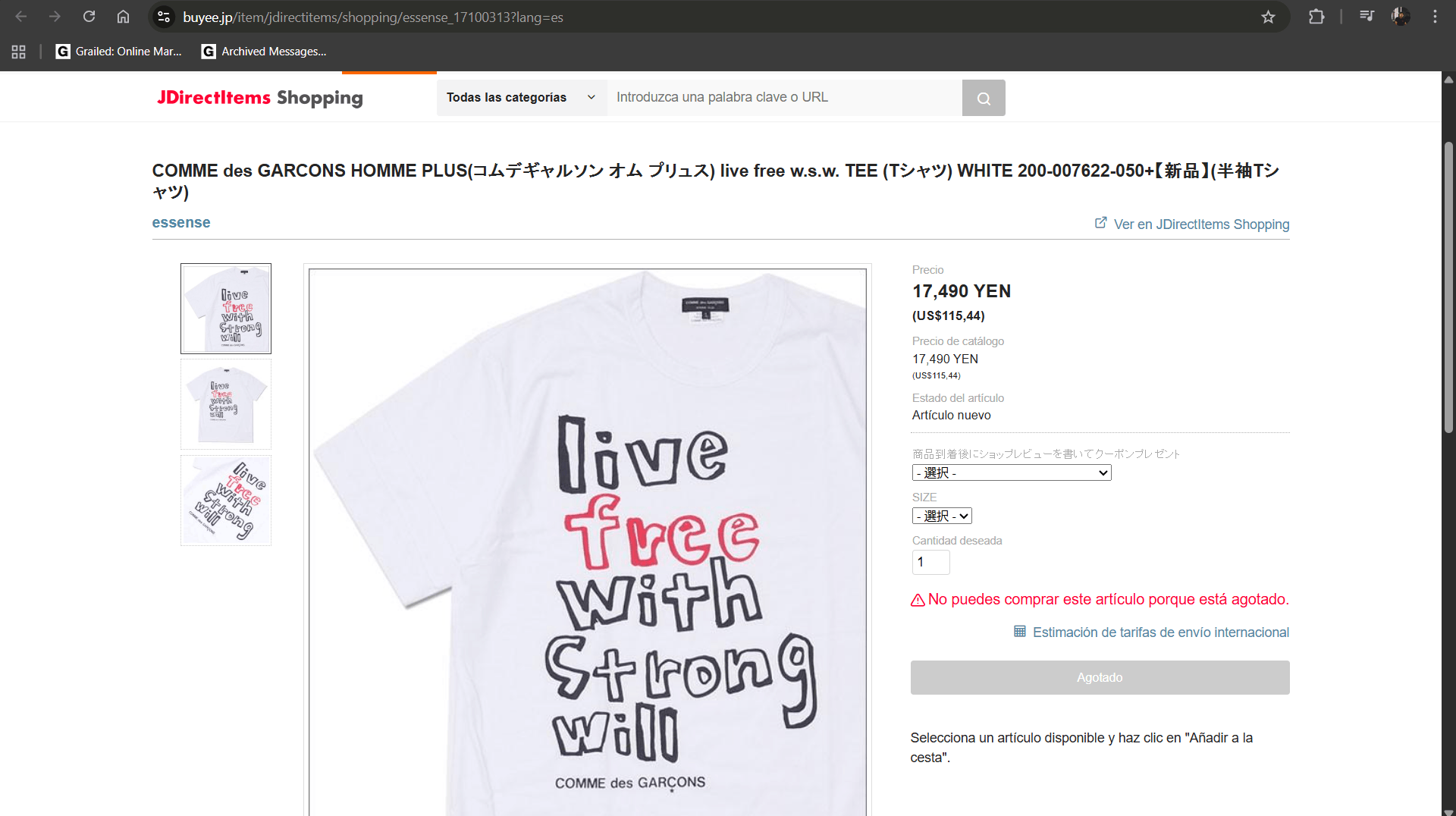Comme des Garcons Comme des Garcons Live Free With Strong Will Double Tee Size US S / EU 44-46 / 1 - 12 Thumbnail