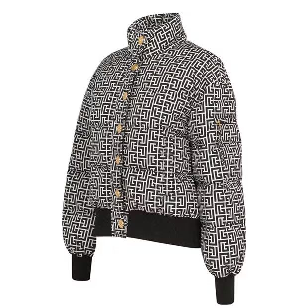 Balmain o1g2r1mq0924 Monogram Padded Jacket in Ivoire & Noir Size L / US 10 / IT 46 - 3 Thumbnail