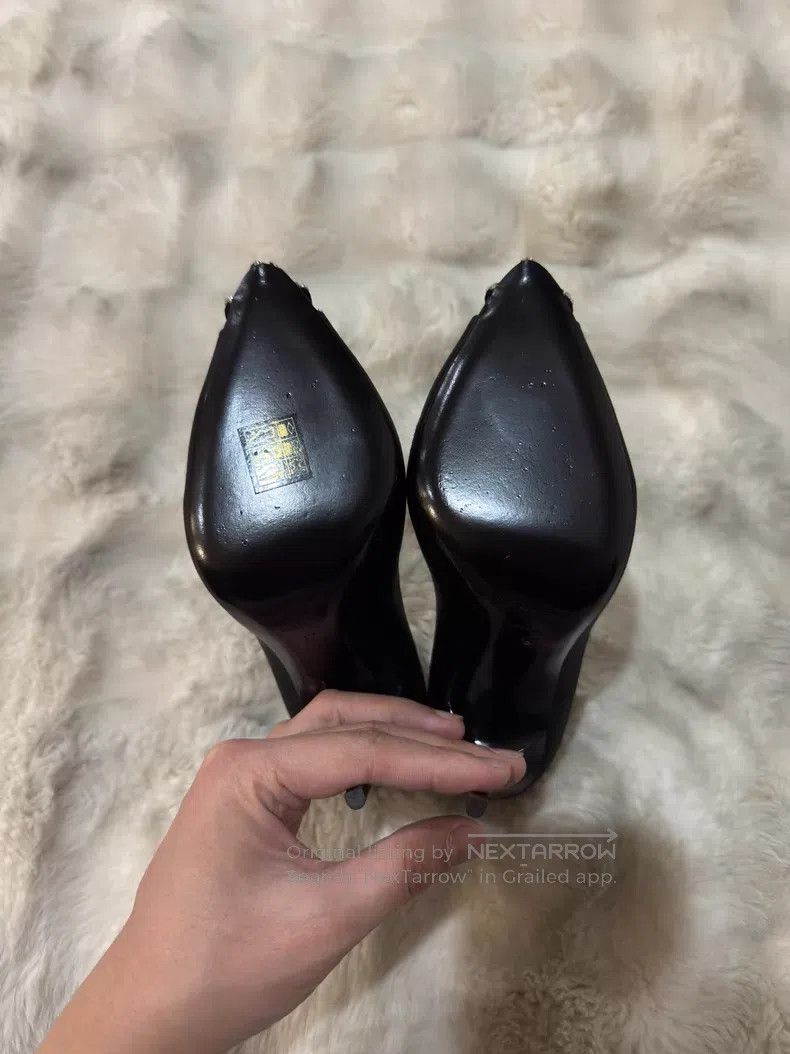 Saint Laurent Paris Saint Laurent Paris Crystal-Adorned Satin High-Heeled Shoe Size US 6.5 / IT 36.5 - 7 Thumbnail