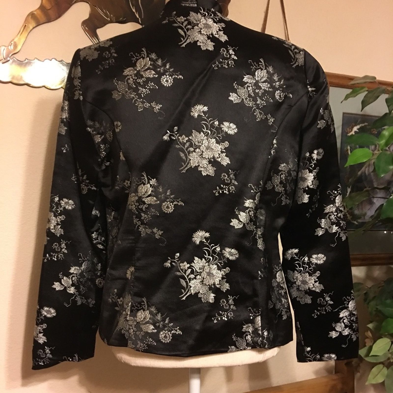 Vintage Sheri Martin New York metallic floral embroidered jacket Size M / US 6-8 / IT 42-44 - 2 Thumbnail