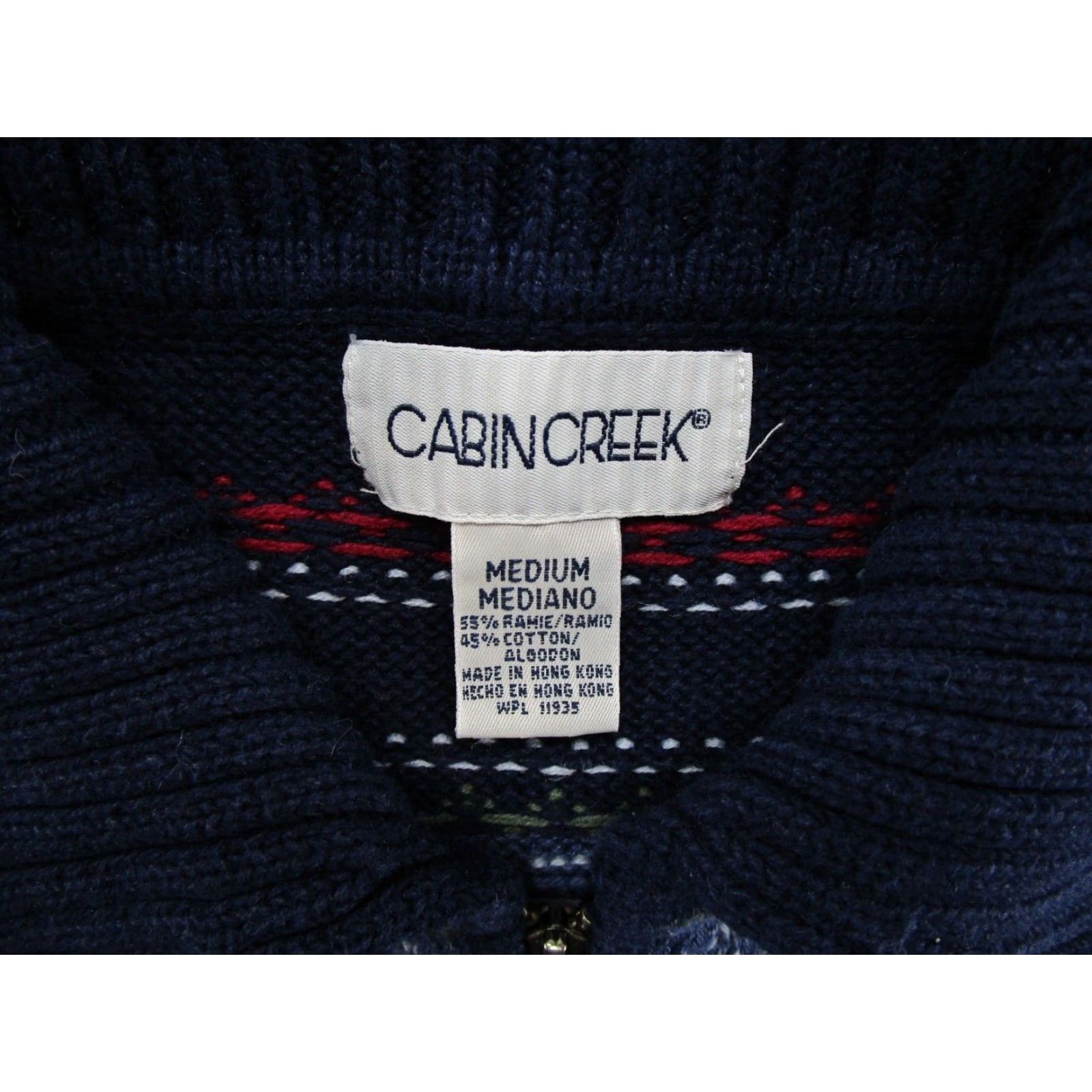 Vintage Cabin Creek Striped Fair Isle Full Zip Sweater Vest Women's M Collared Blue Sleeveless Vest Size M / US 6-8 / IT 42-44 - 3 Thumbnail
