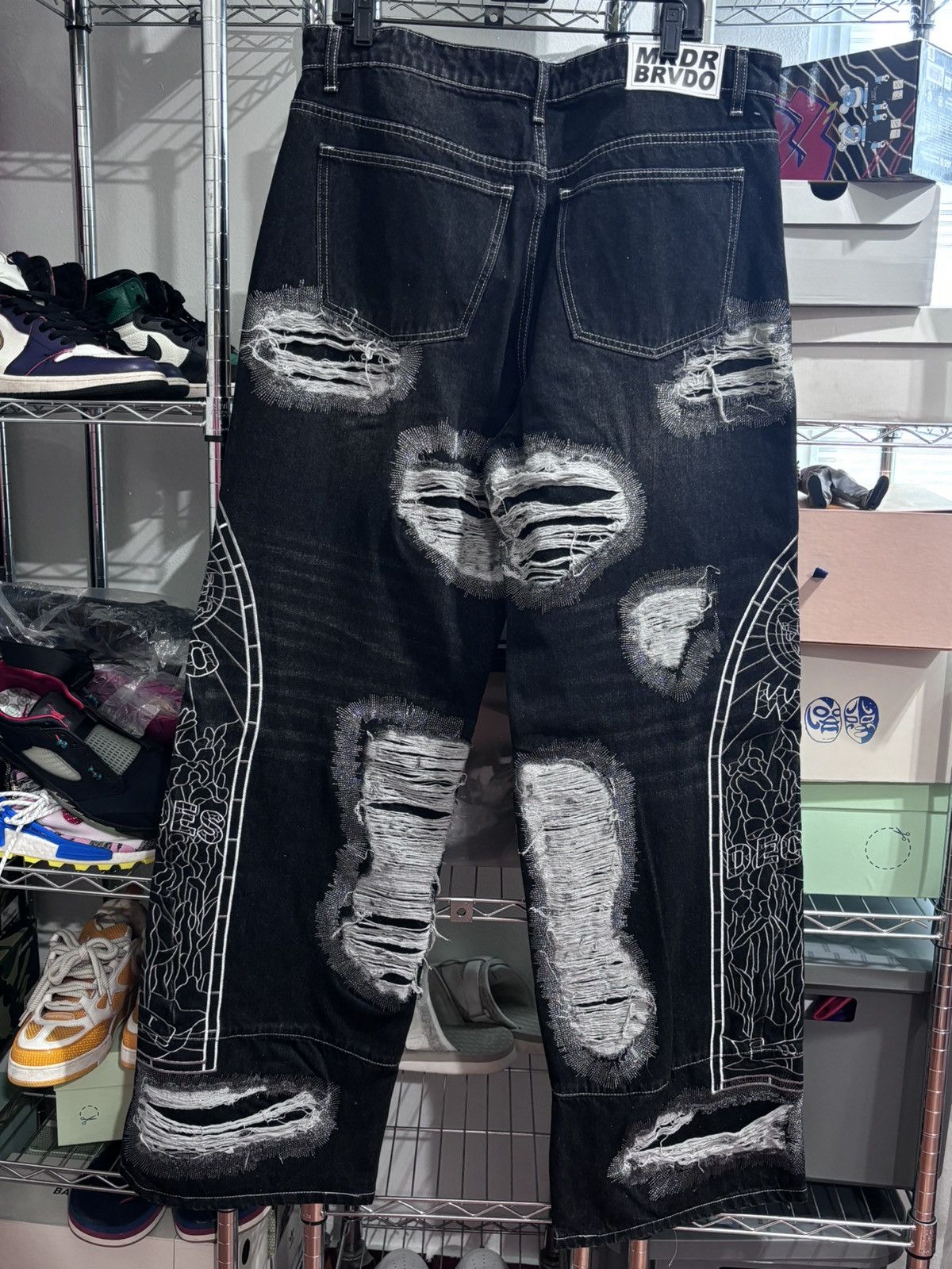 Who Decides War Who Decides War DARNING SIDE EMBROIDERY FLARE JEANS Size US 38 / EU 54 - 7 Thumbnail
