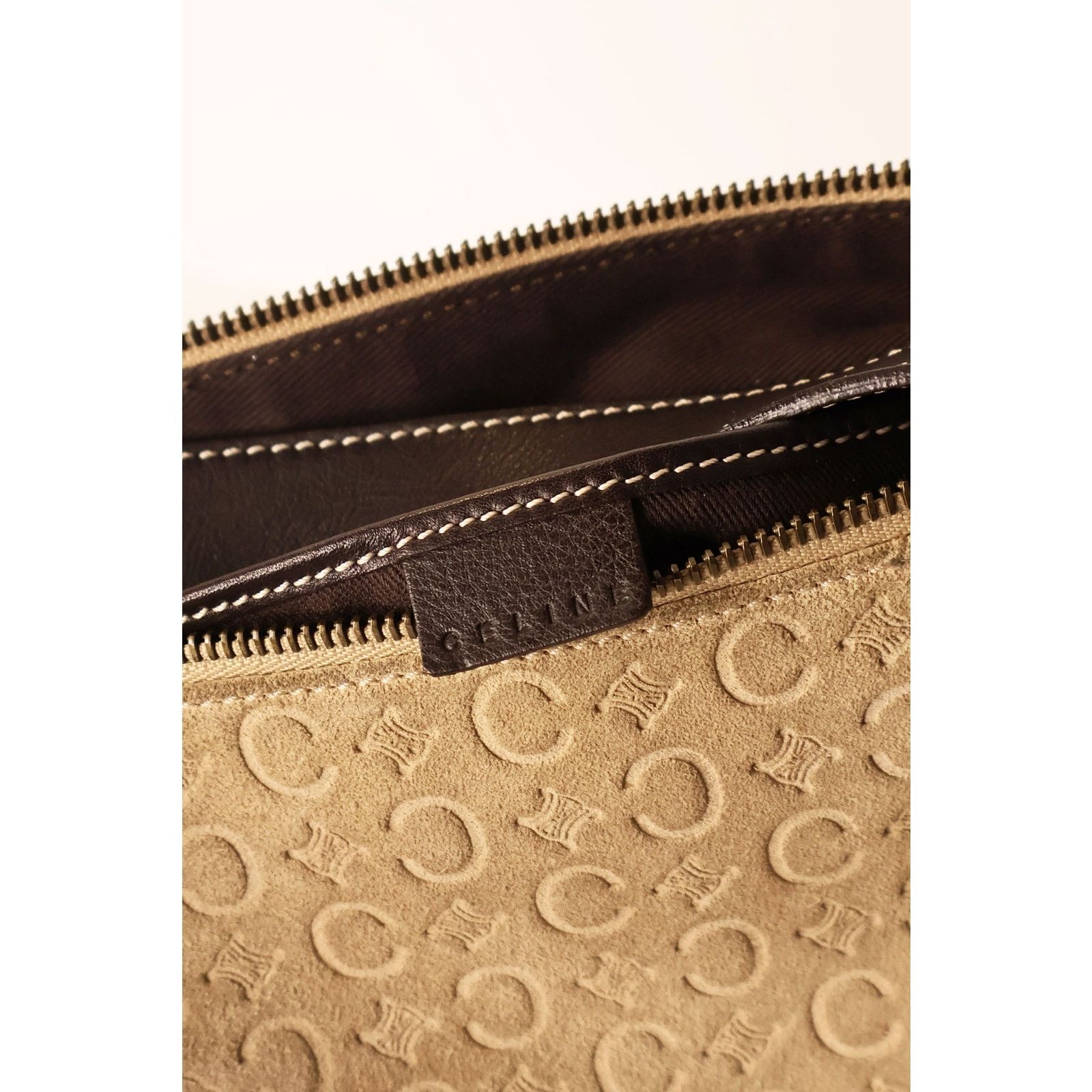 Celine Vintage CELINE Suede Nude Macadam Monogram Bag Size ONE SIZE - 8 Thumbnail