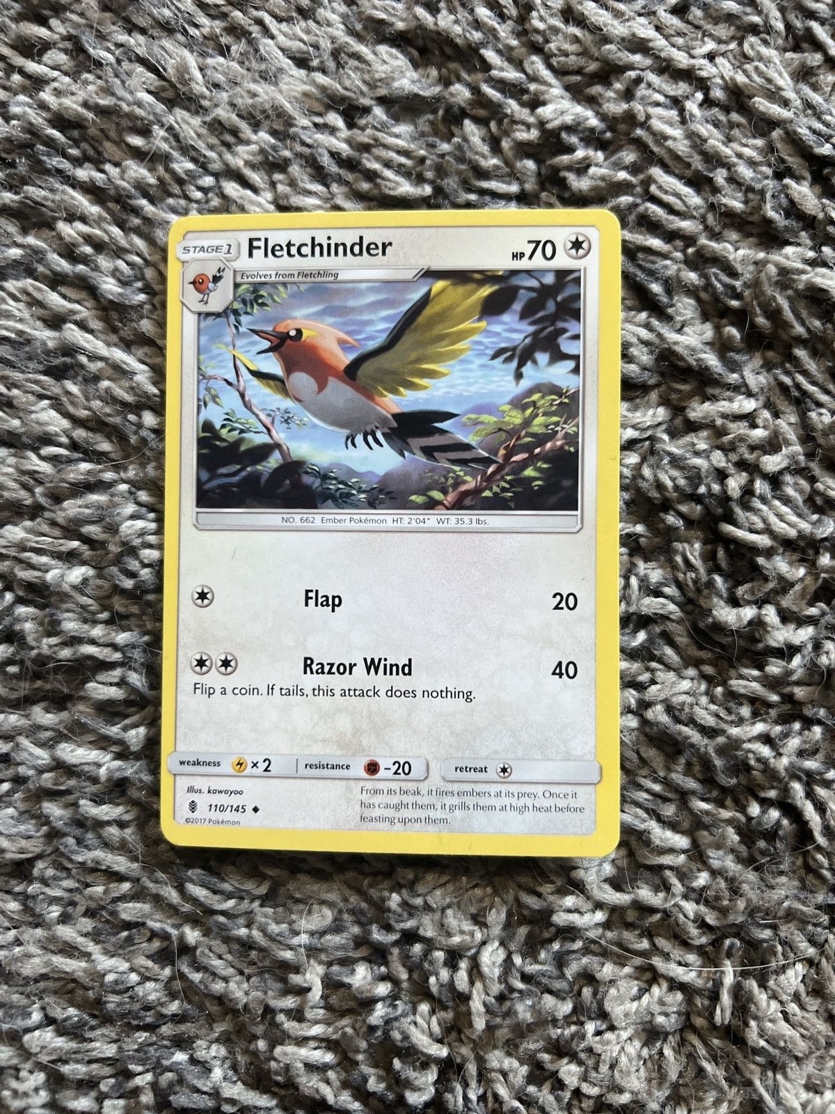 Pokemon 2017 Pokémon Fletchinder Stage 1 Card Size ONE SIZE - 1 Thumbnail