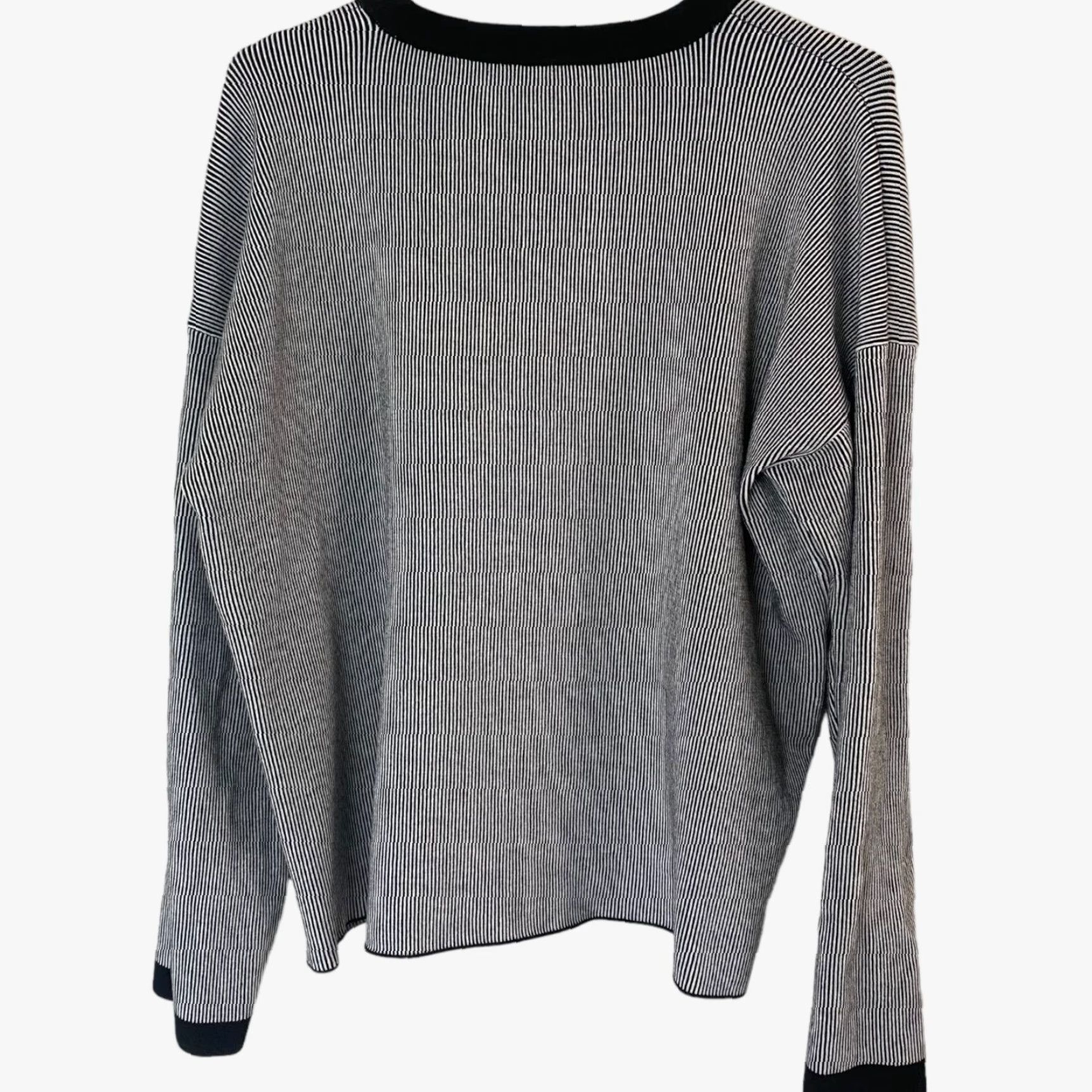 Eileen Fisher EILEEN FISHER Vertical Stripe Ribbed Sweater Black & White Womens Small Crewneck Size S / US 4 / IT 40 - 3 Thumbnail