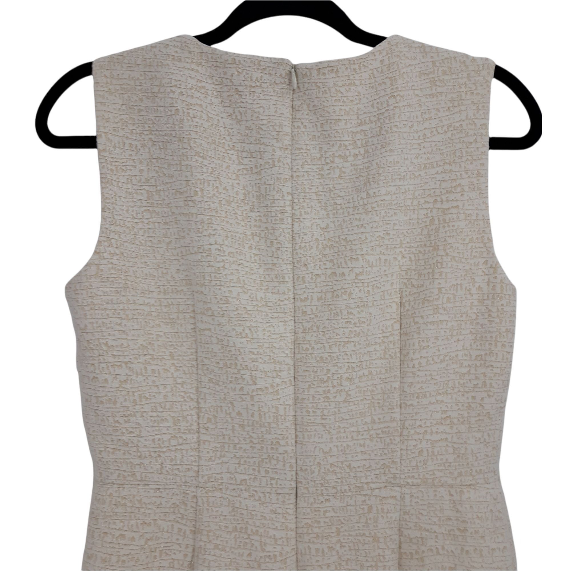 Vintage Vtg 80s Retro 60s Sheath Dress 6 Cream Brocade Jackie O Gold Size M / US 6-8 / IT 42-44 - 6 Thumbnail