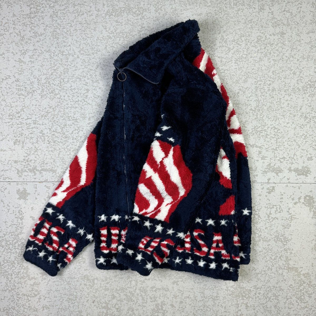 Japanese Brand 💥Black Mountain USA Flag Matted Fleece Nice Jacket Size US S / EU 44-46 / 1 - 6 Thumbnail