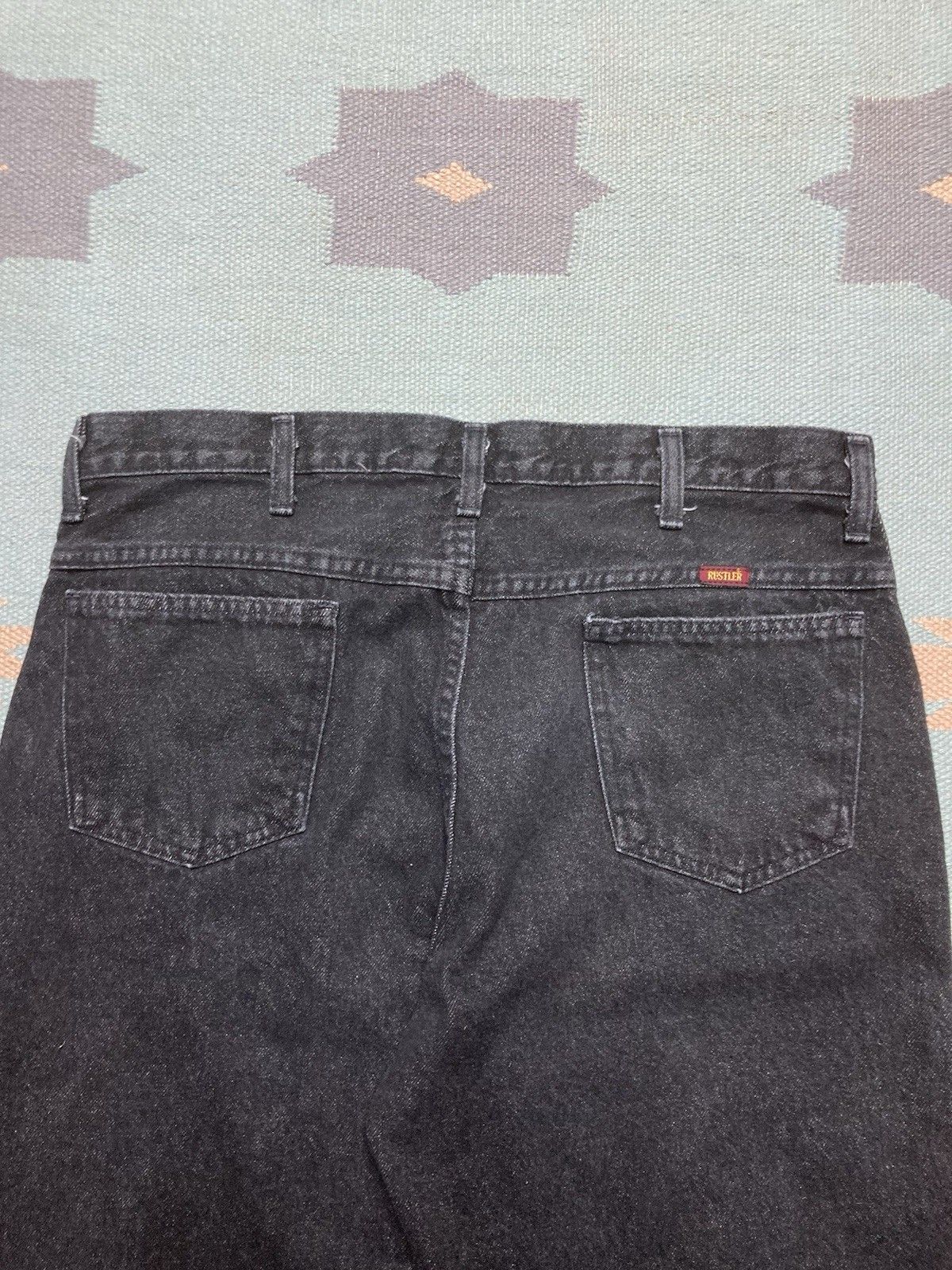 Rustler × Vintage Vtg black denim rustler jeans straight skater wrangler 34x29 Size US 34 / EU 50 - 6 Thumbnail